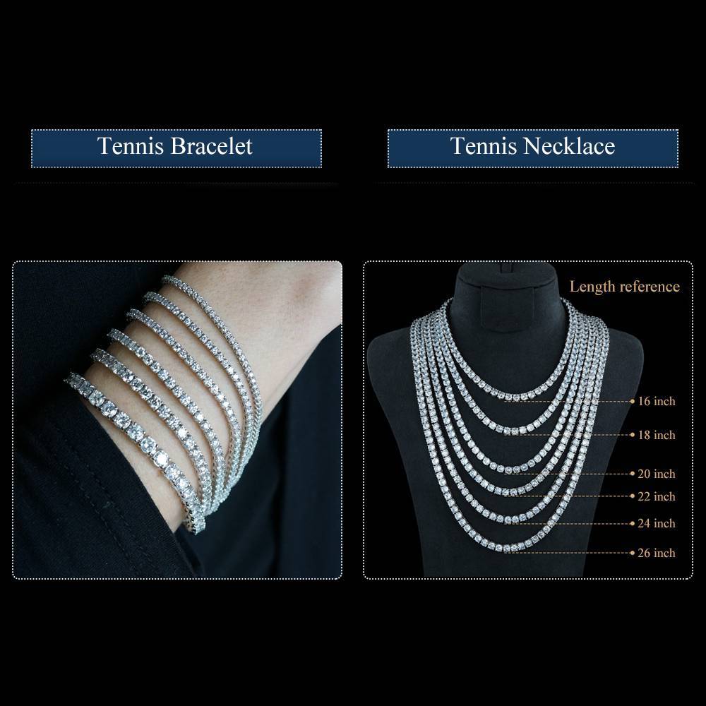 High Quality Moissanite Necklace s925Sterling Silver Gold Plated Necklace0.5/1Full Diamond Tennis Bracelet ins Wind