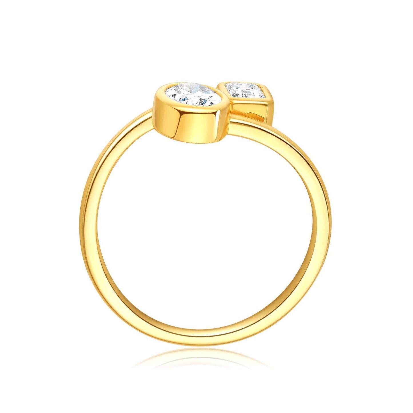 Classic Double Diamond18k Gold Diamond Ring Twin k Gold Ring Advanced Design Engagement Cultivation Diamond Ring All-Matching