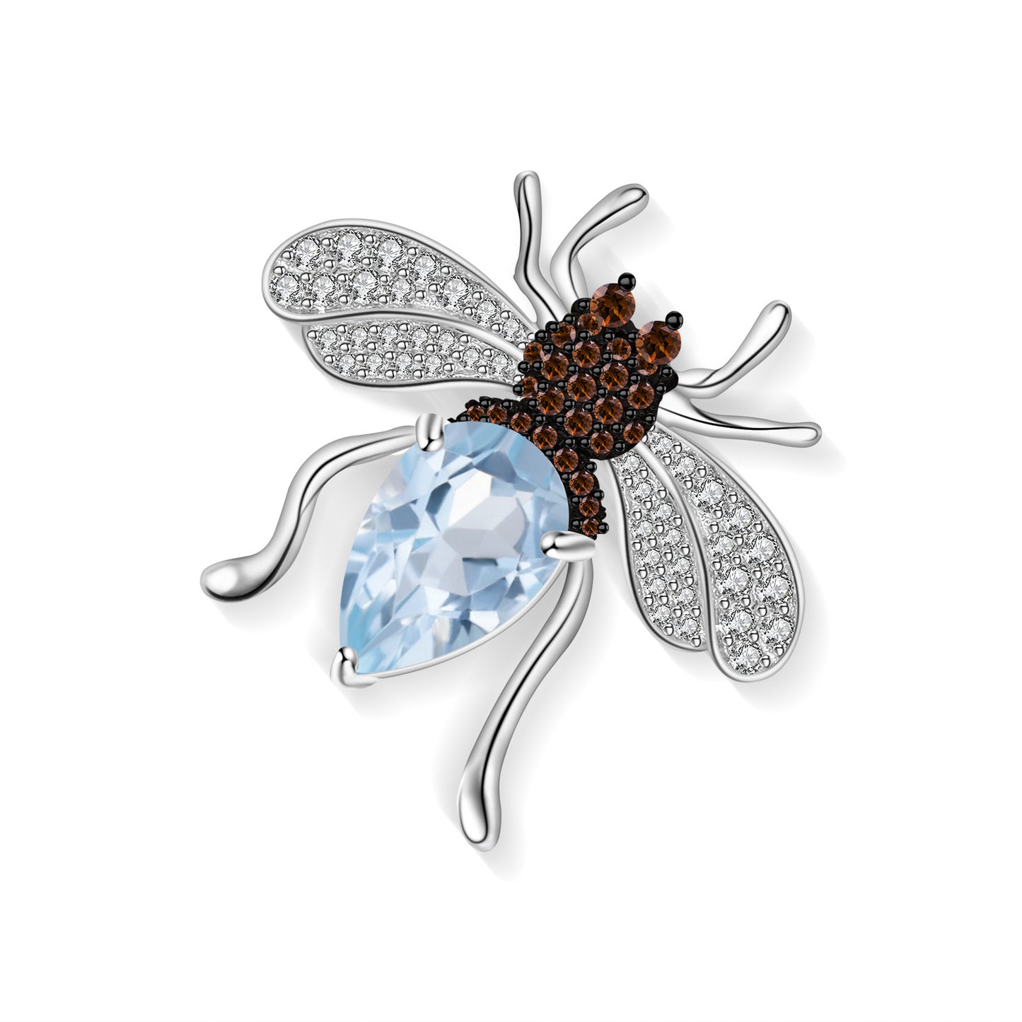 Natural Amethyst Designer Brooch Spider Insect Design s925Sterling Silver Inlaid Natural Gemstone Brooch