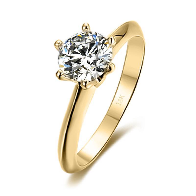 Classic Simple Six-Claw1Carat Moissanite Ring9/10/14/18k Rose Gold White Gold Yellow Gold Rings for Men and Women
