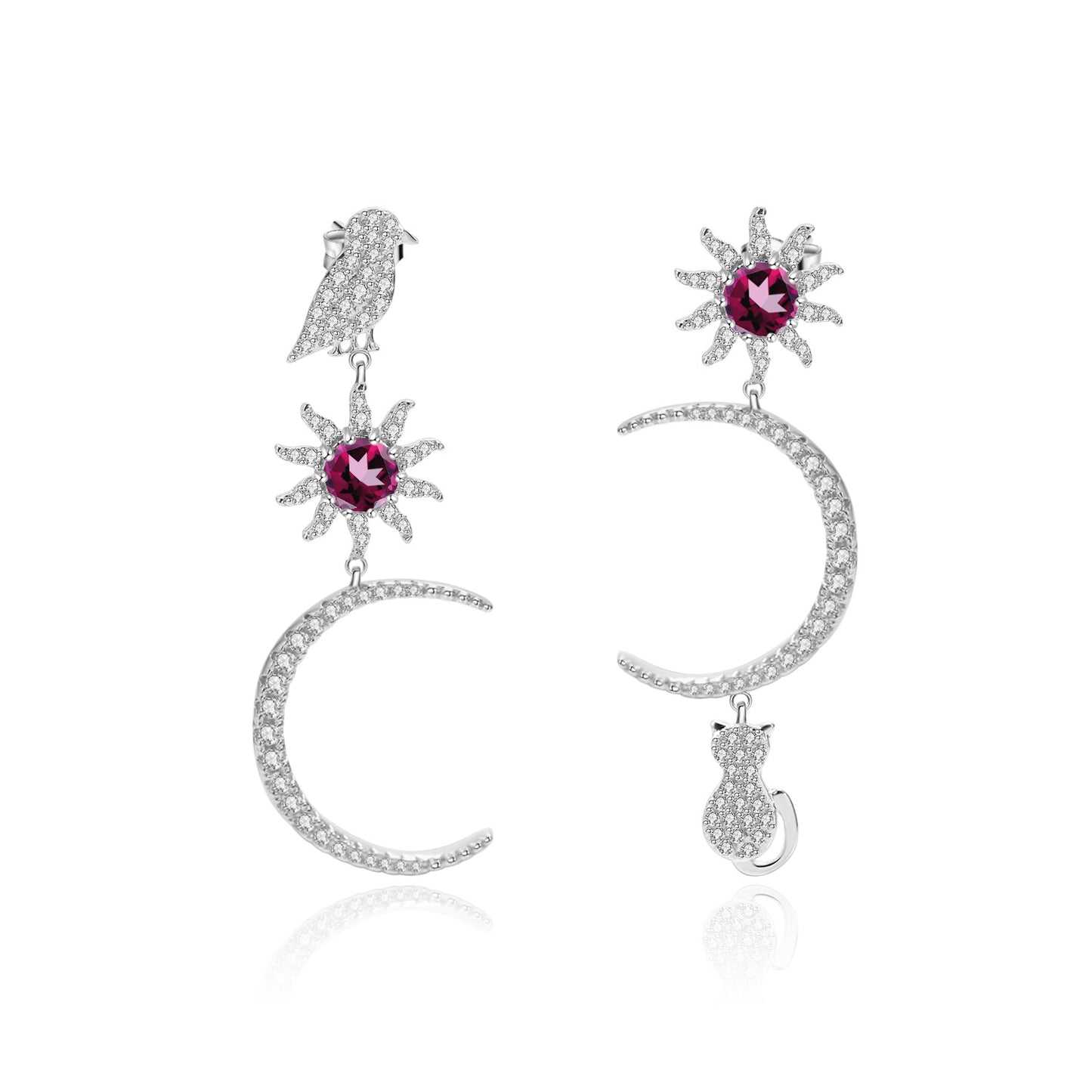 French Romantic Light Luxury Style Designer Earrings s925Silver Inlaid Gemstone Natural Amethyst Stud Earrings