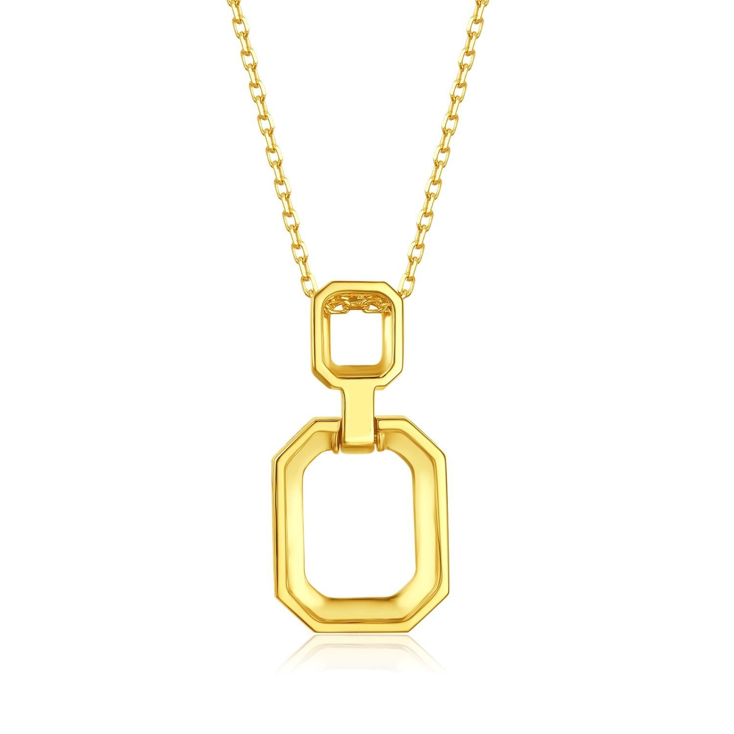 Geometric Square Buckle18k Gold Necklace with Cultivated Diamonds AU750Platinum Real Diamond Collarbone Chain Little Chanel Style