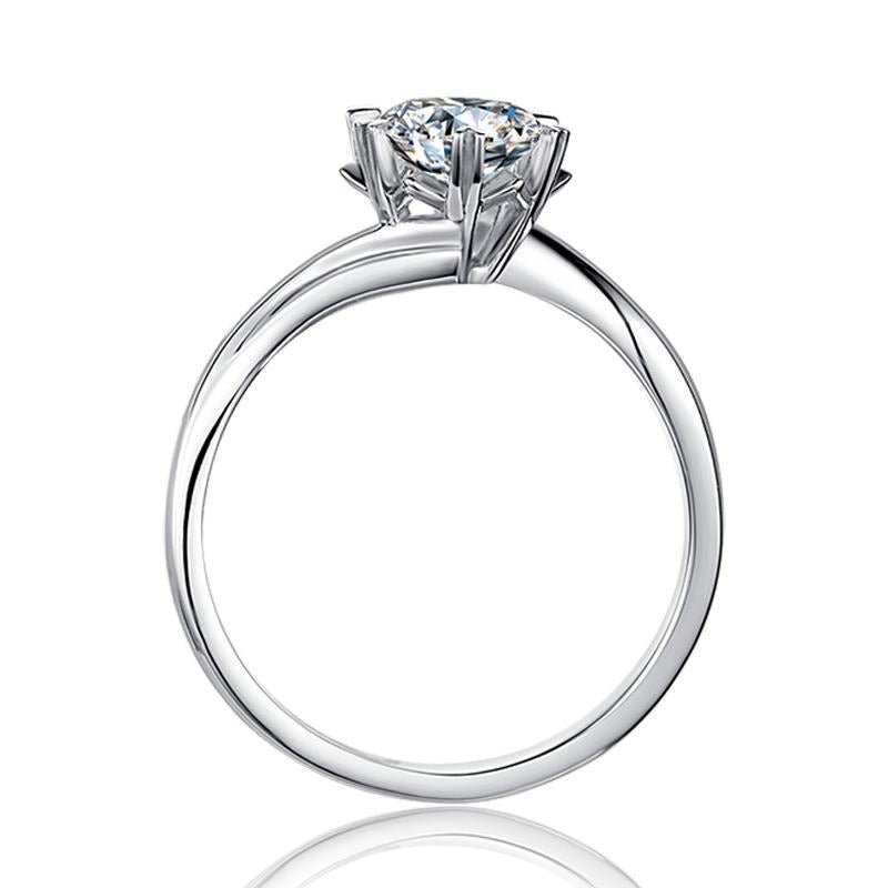 Twist Arm Classic Snowflake Moissanite Ring for Women Korean Fashion s925Silver Inlay1Carat D Colorful Moissanite Ring