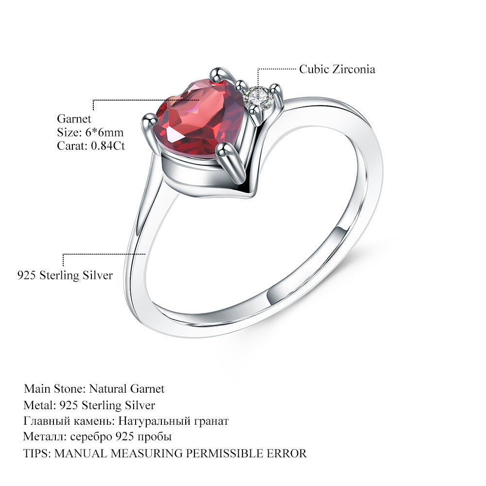 Luxury Jewelry Set with Garnet Accessories s925Silver Inlaid Natural Gemstone Ring and Earring Set