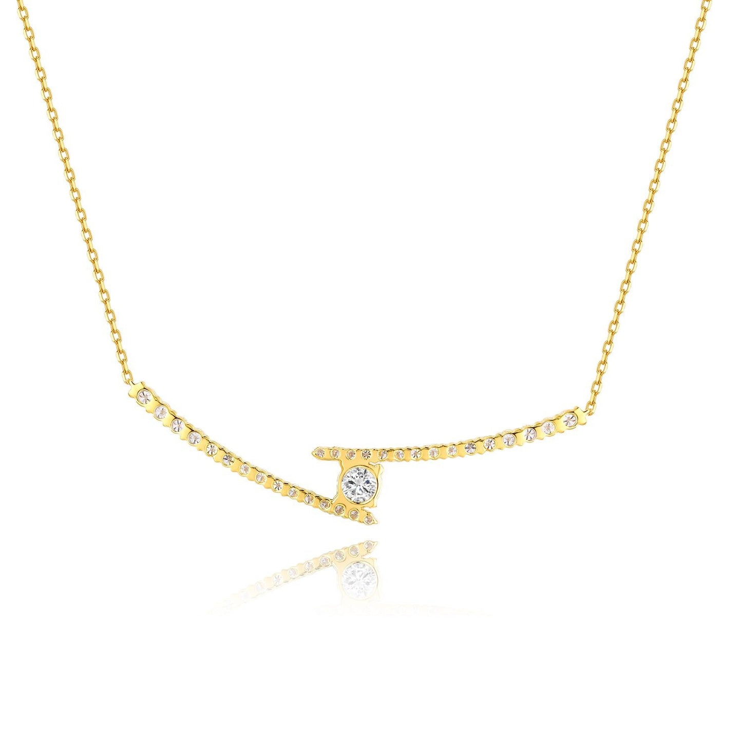 Irregular Fashion14k Gold Necklace with Cultivated Diamonds0.5Carat k Gold Platinum Collarbone Chain Personality for Women