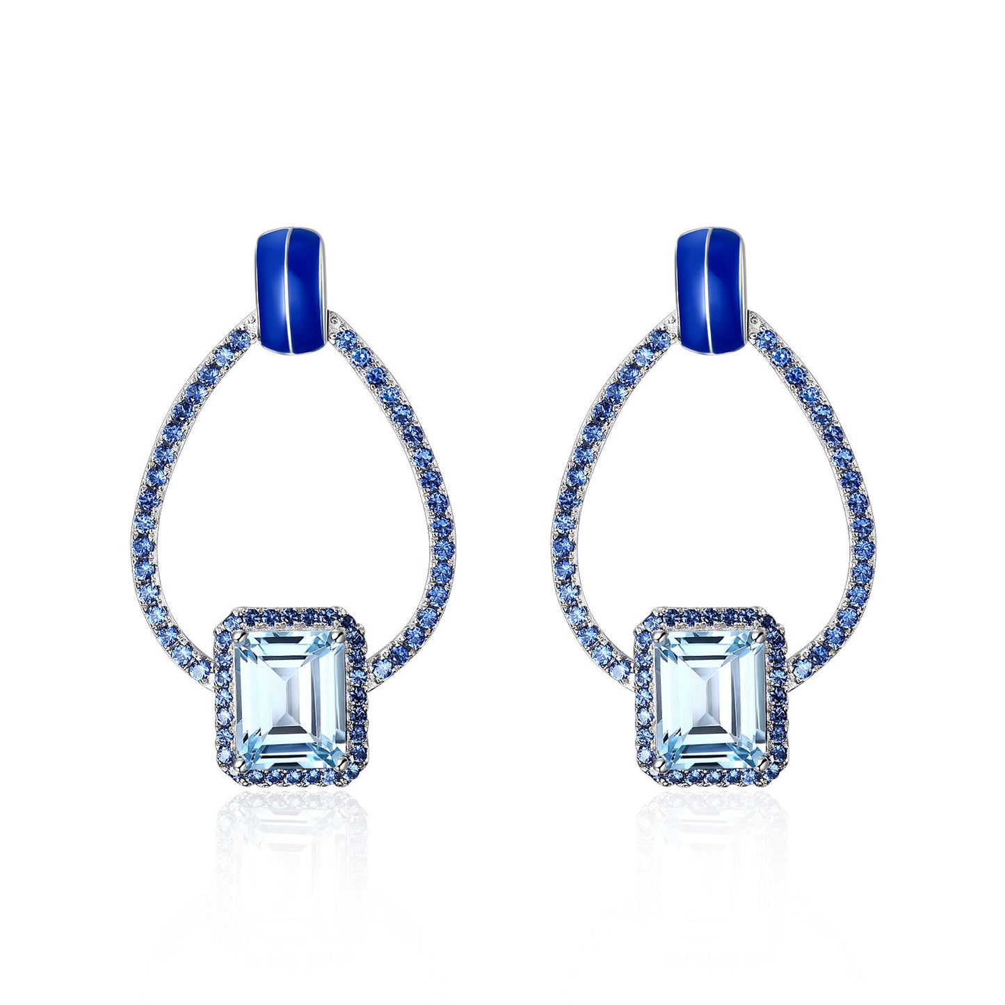 French Romantic Retro Style Designer Earrings s925Silver Inlaid Natural Gemstone Topaz Stud Earrings