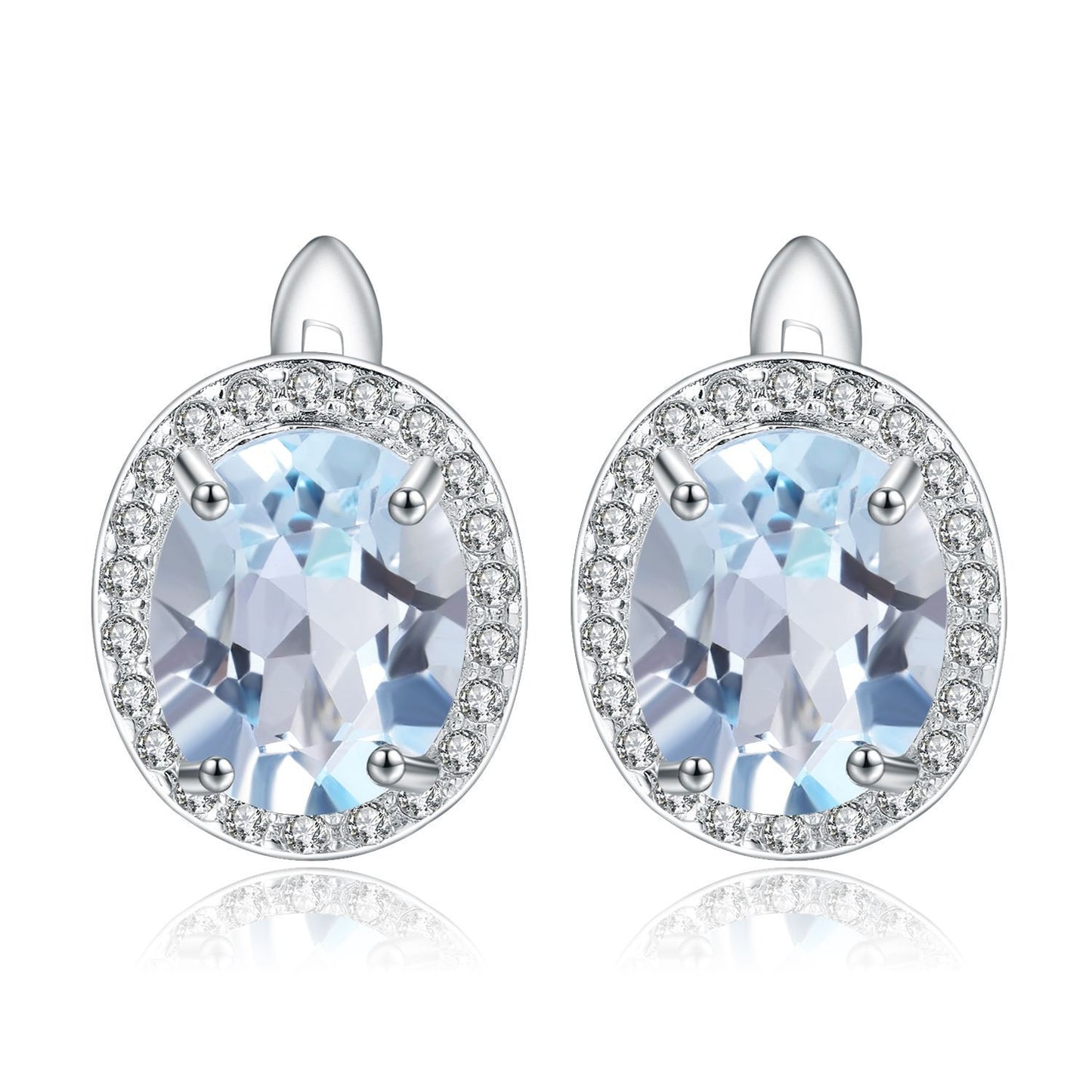 Natural Gemstone Sky Blue Topaz Stud Earrings Light Luxury Fashion High-end Feel s925Silver Gemstone Earrings