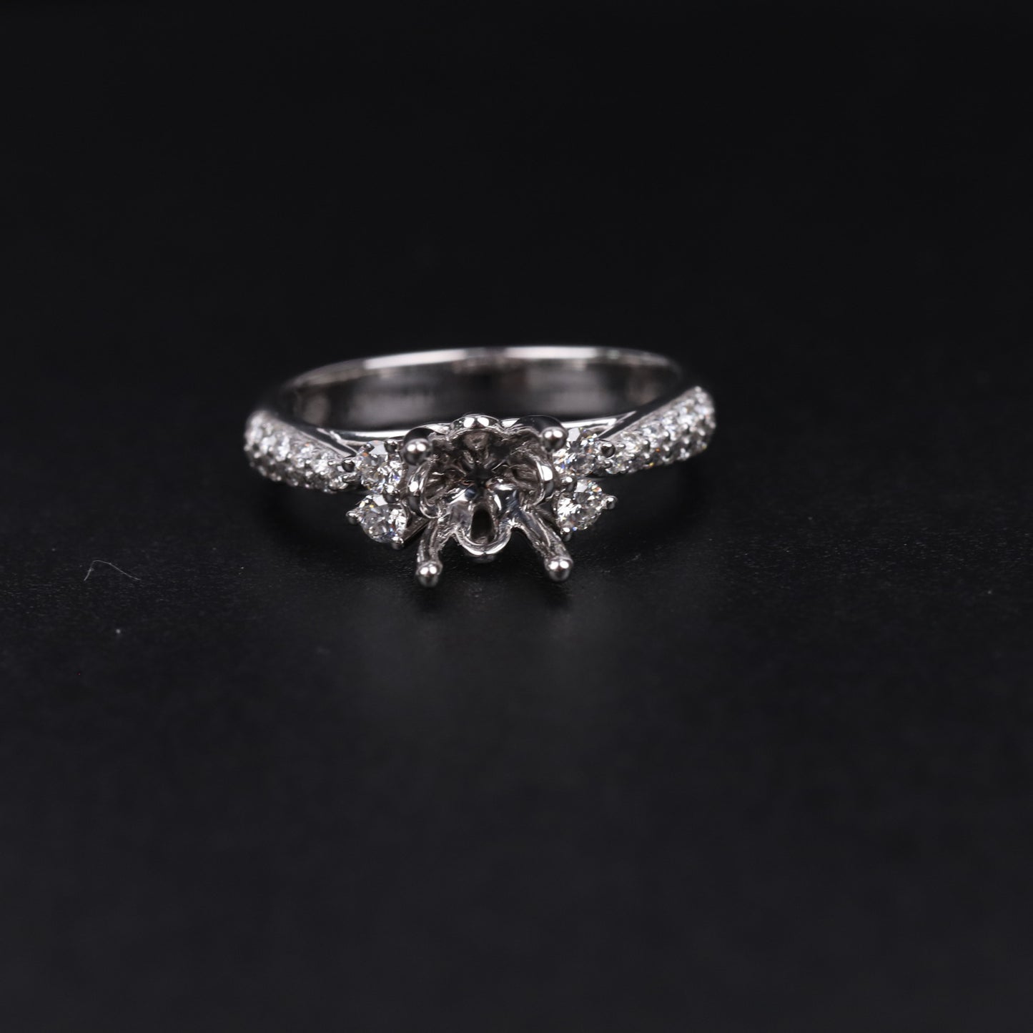 Classic Elegance24-Prong Micro Pave Ring Setting Full Body9/10/14/18k White Gold Diamond Ring Setting