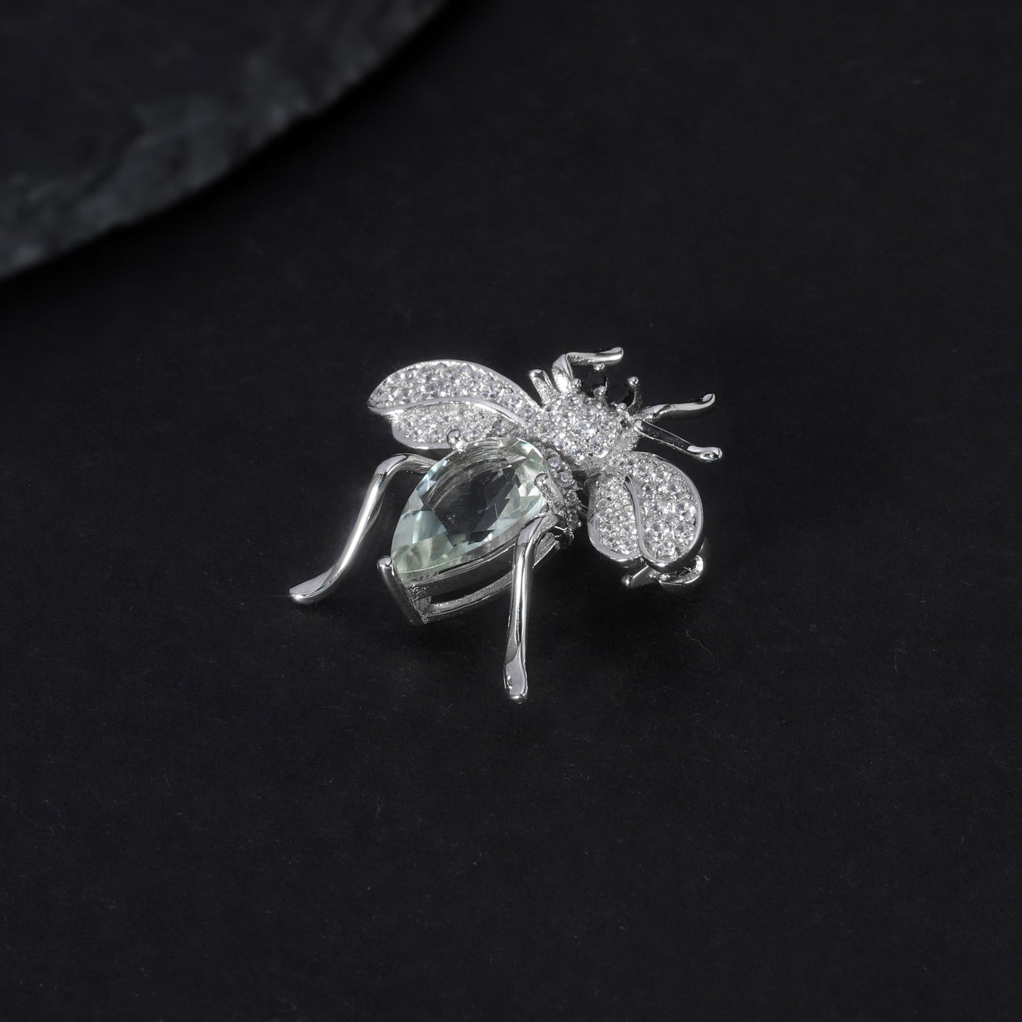 Natural Amethyst Designer Brooch Spider Insect Design s925Sterling Silver Inlaid Natural Gemstone Brooch