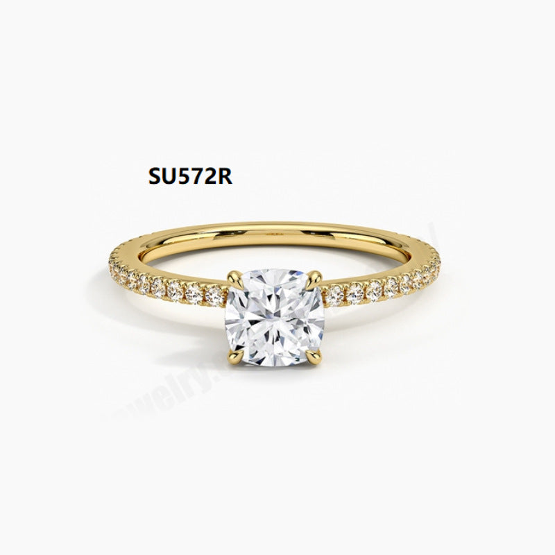 Advanced Sense ins Ring s925Sterling Silver Inlaid with Moissanite D Color1Carat Wedding Ring Light Luxury Ring