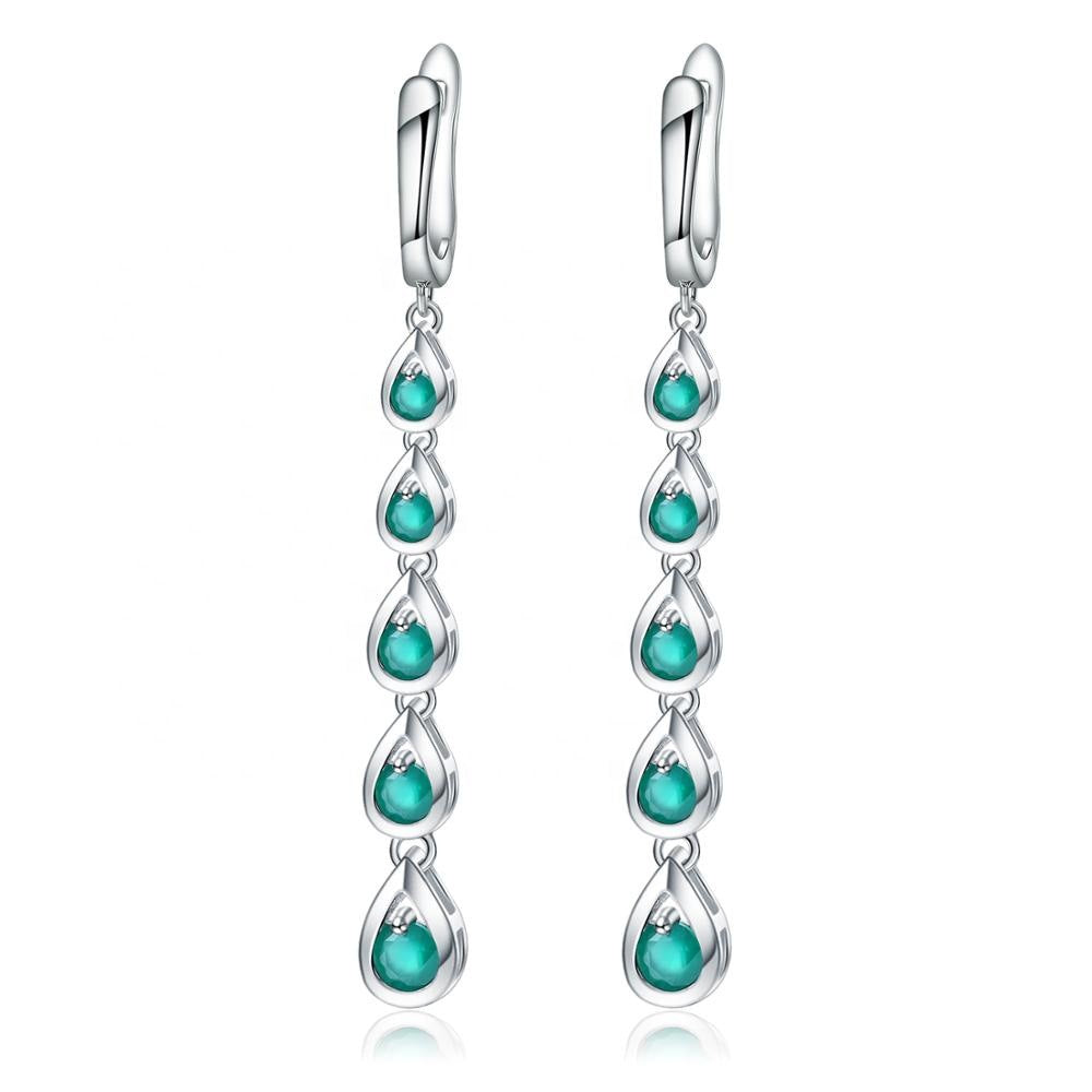 925Silver Sapphire Crystal Topaz Earrings Elegant Exaggerated High-end Sense Tassel Water Drop Long Earrings