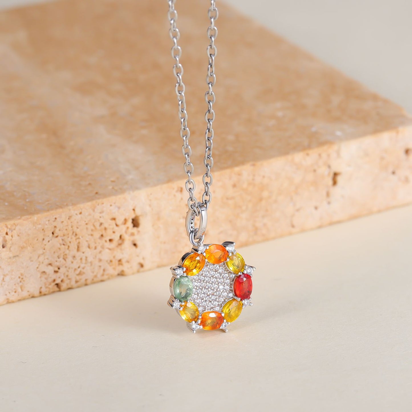 ins Colorful Candy Colors925Sterling Silver Ring Necklace Earrings Natural Blue Sapphire Jewelry Set Wholesale