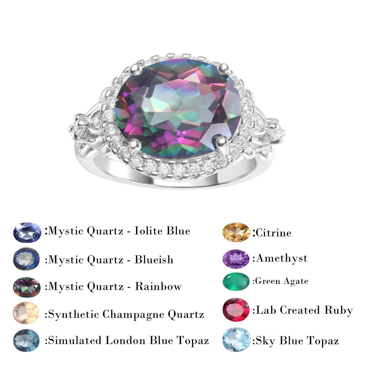 Luxurious Design Gemstone Ring for Women Vintage Fashion s925Sterling Silver Inlaid Colorful Crystal Ring
