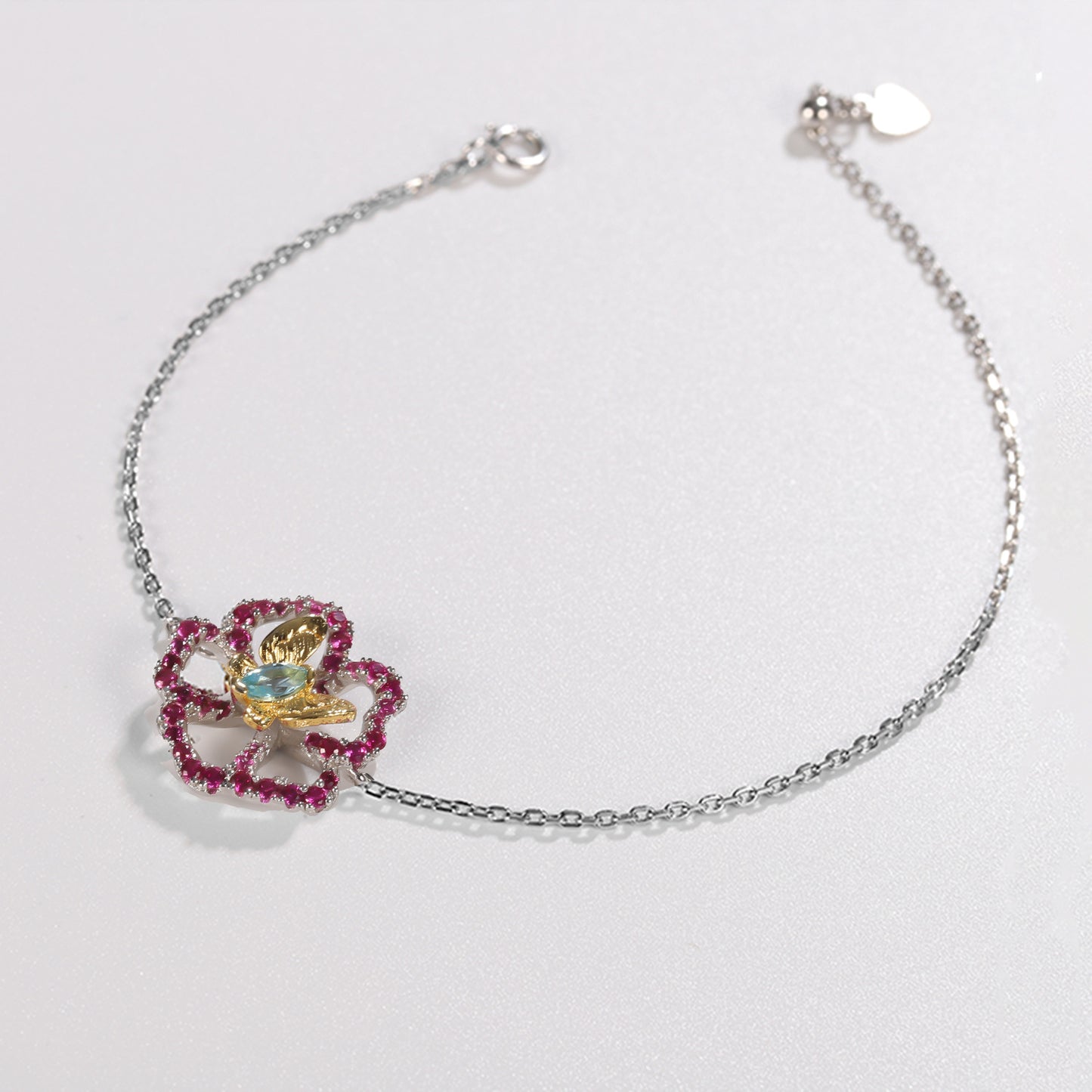 Unique Elegant Gemstone Bracelet Floral Design with a Sense of Sophistication925Silver Natural Topaz Bracelet