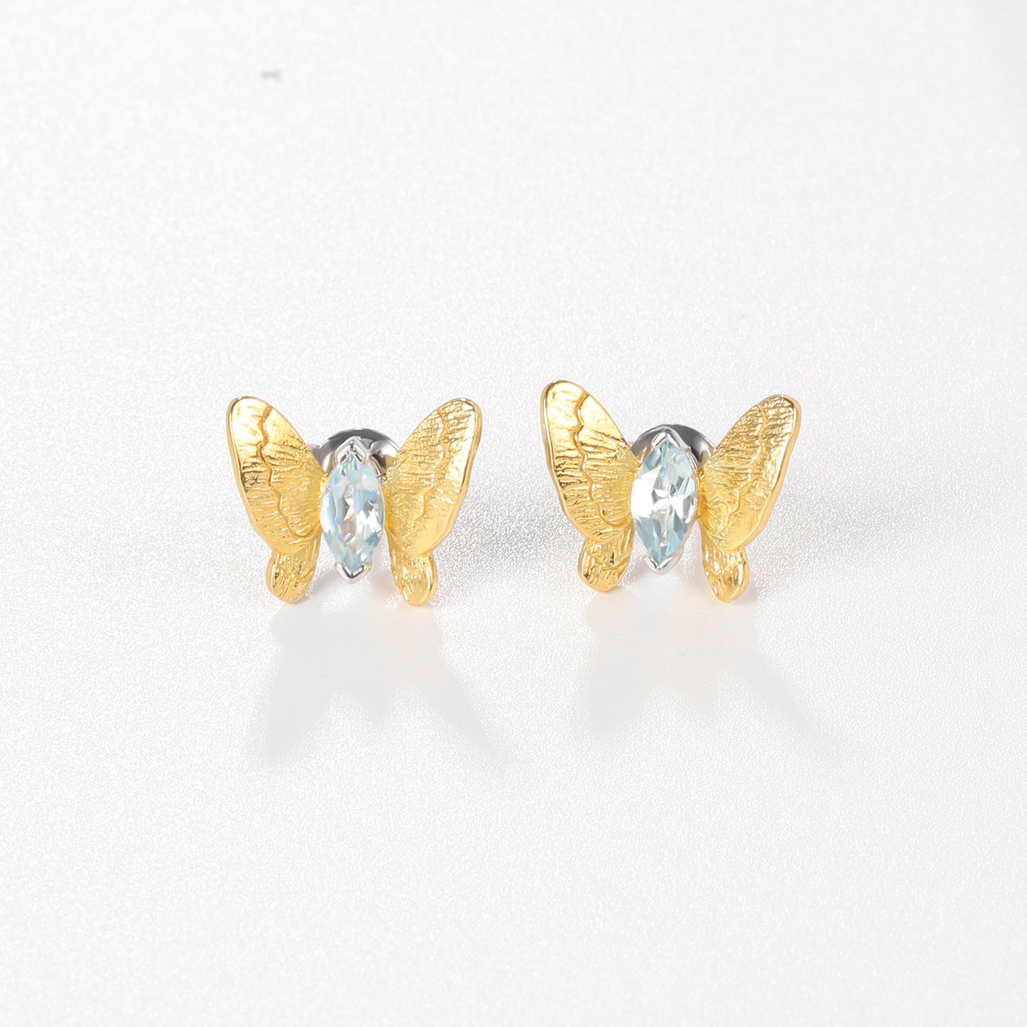 Designer Natural Gemstone Earrings Butterfly Fashion Design925Silver Inlaid Natural Amethyst Stud Earrings