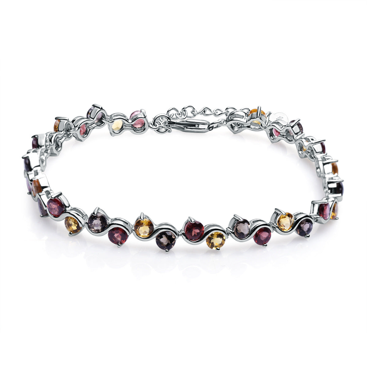Luxury Jewelry Accessories Natural Gemstone Bracelet Unique Design Sense s925Silver Inlaid Gemstone Bracelet