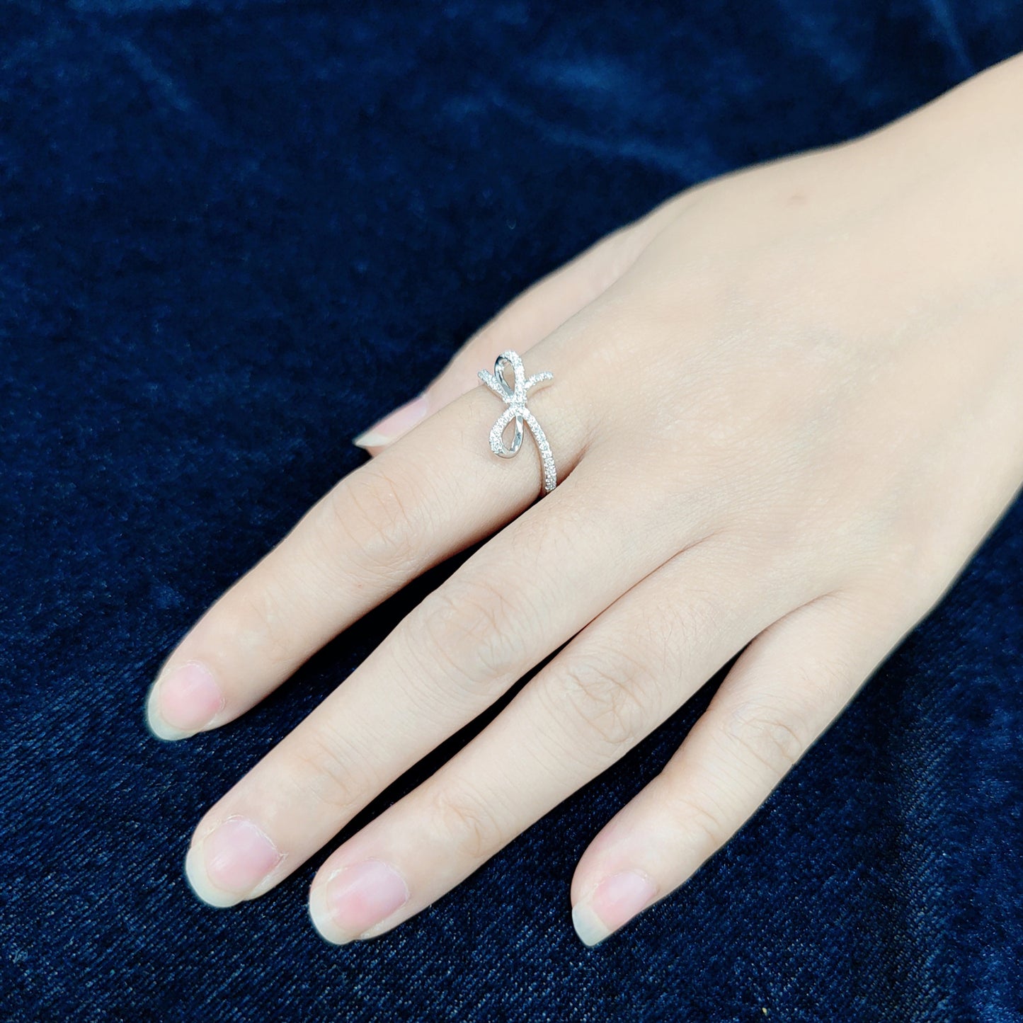 Luxury Jewelry Sweet Bowknot Diamond Ring Full Body9/10/14/18k Gold Cultivated Diamond Ring for Women