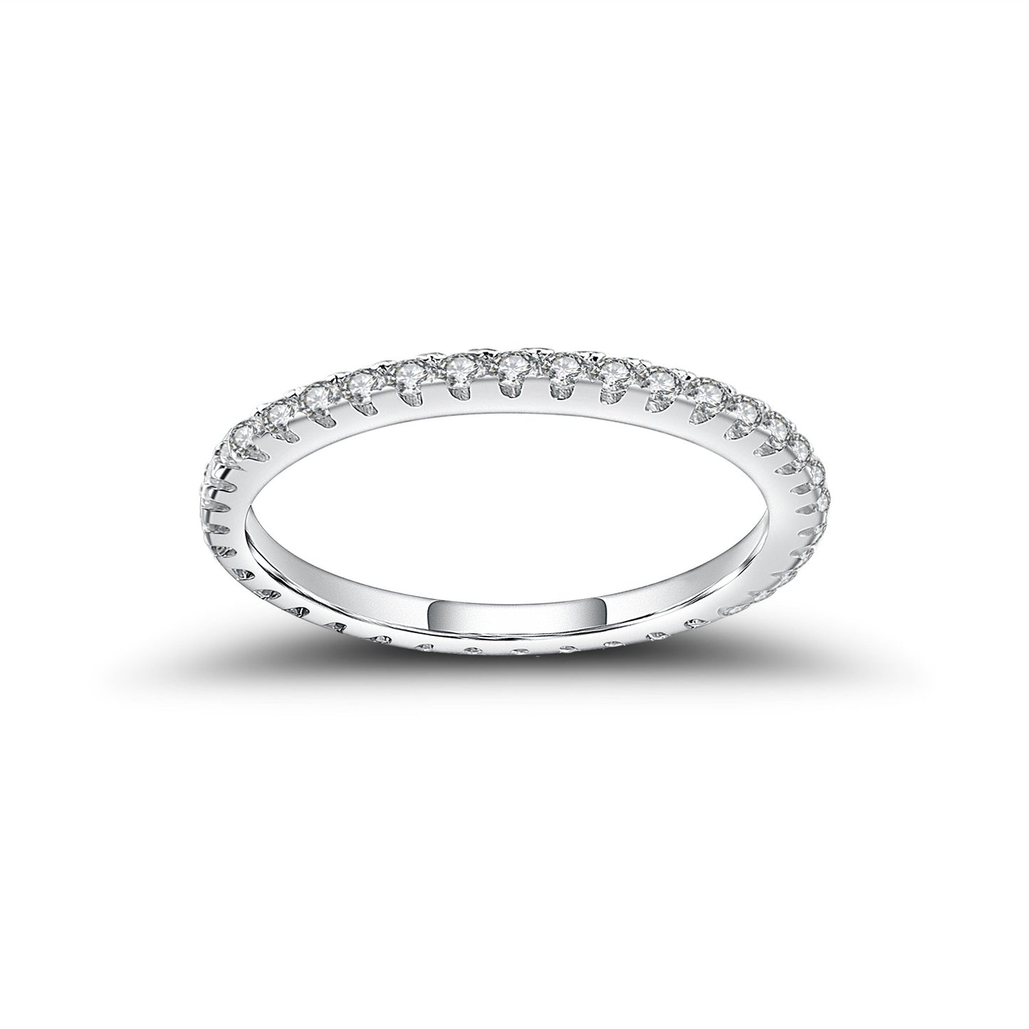 Fashion Moissanite Ring for Women925Sterling Silver Platinum Plated Full Row Inlaid Moissanite Ring Elegant