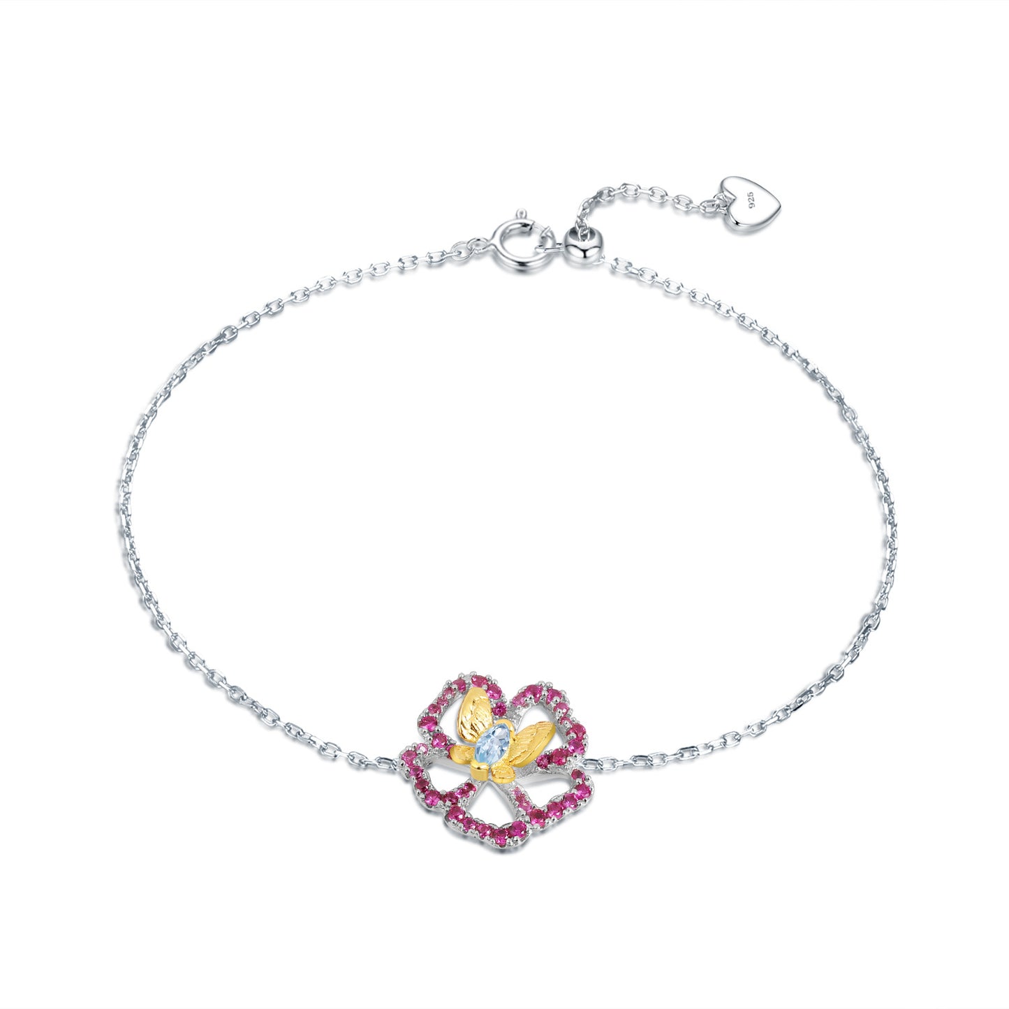 Unique Elegant Gemstone Bracelet Floral Design with a Sense of Sophistication925Silver Natural Topaz Bracelet