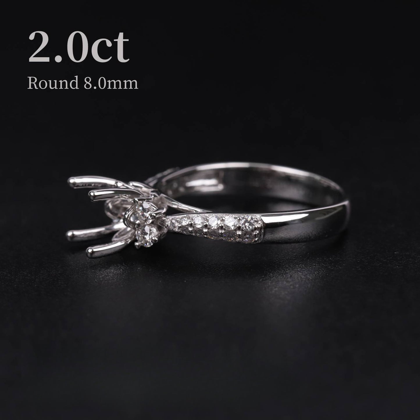 Classic Elegance24-Prong Micro Pave Ring Setting Full Body9/10/14/18k White Gold Diamond Ring Setting