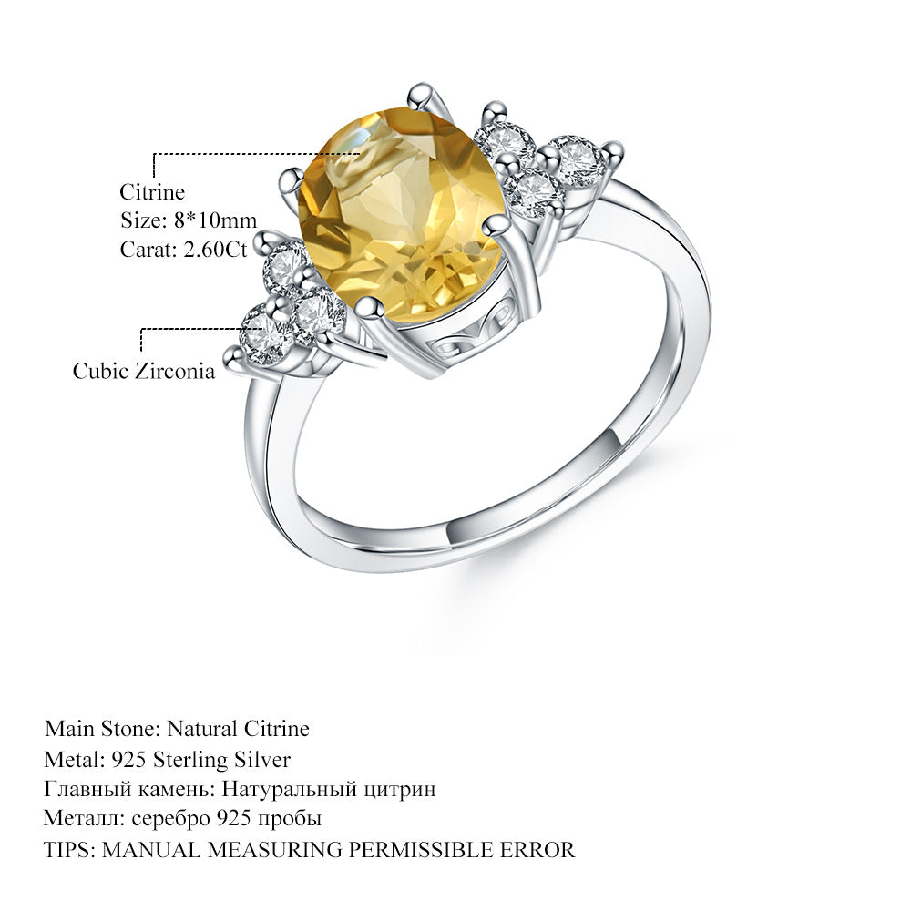 Luxurious High-End Natural Gemstone Ring Fashionable and Elegant Inlaid Gemstone s925Silver Natural Amethyst Ring