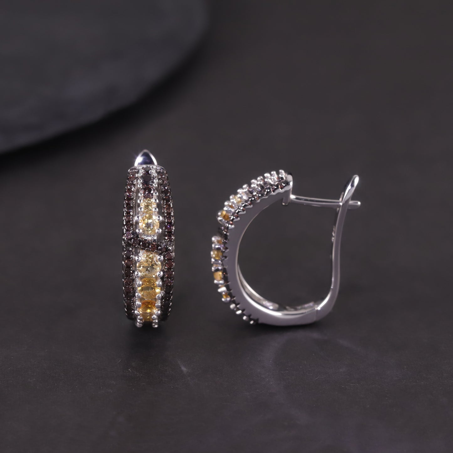Foreign Trade Colorful Gemstone Earrings s925Sterling Silver Inlaid Crystal Topaz Earrings New Style for Women