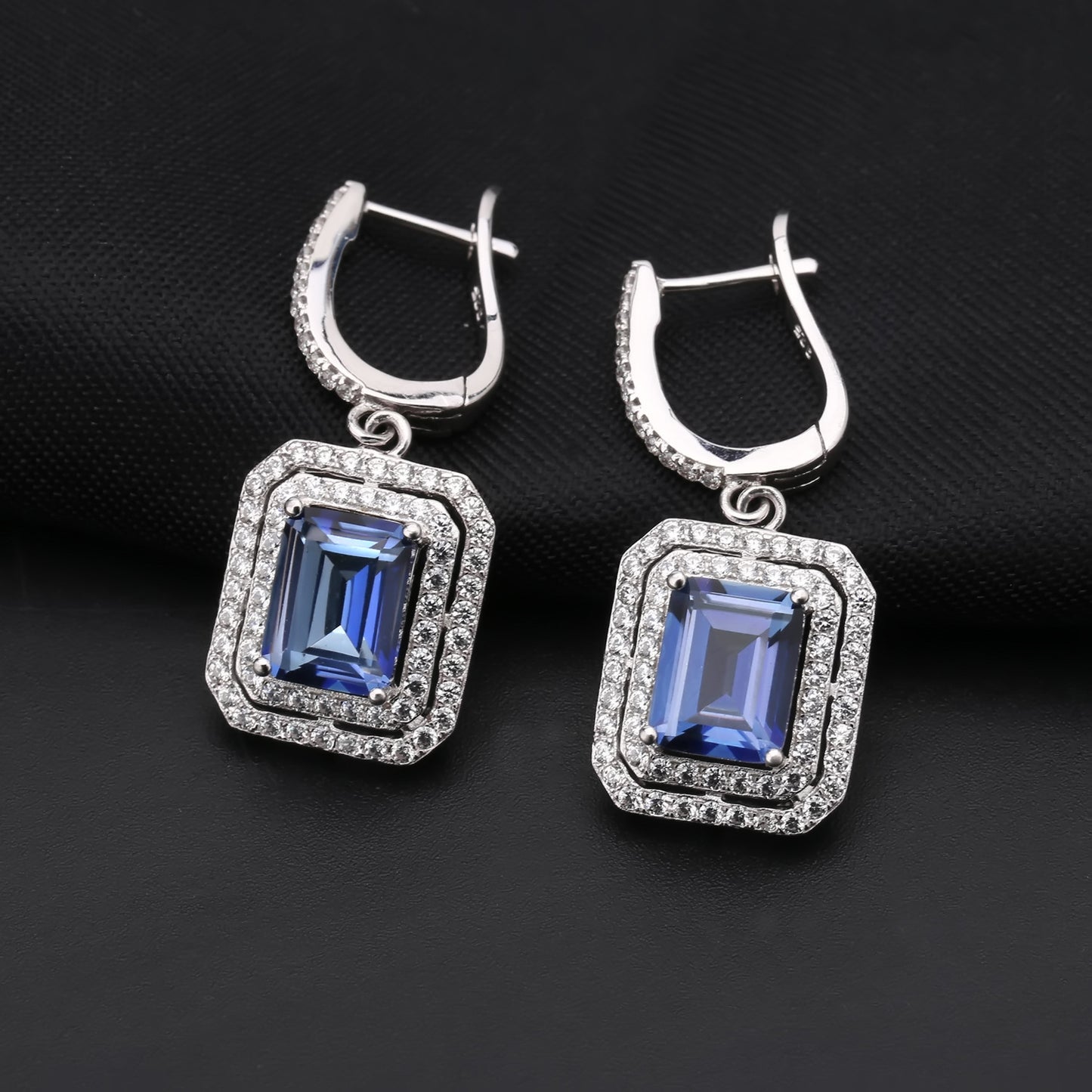 Luxury Fashion Colorful Gem Earrings High-Grade Personality s925Silver Coated Crystal Gemstone Earrings Earrings