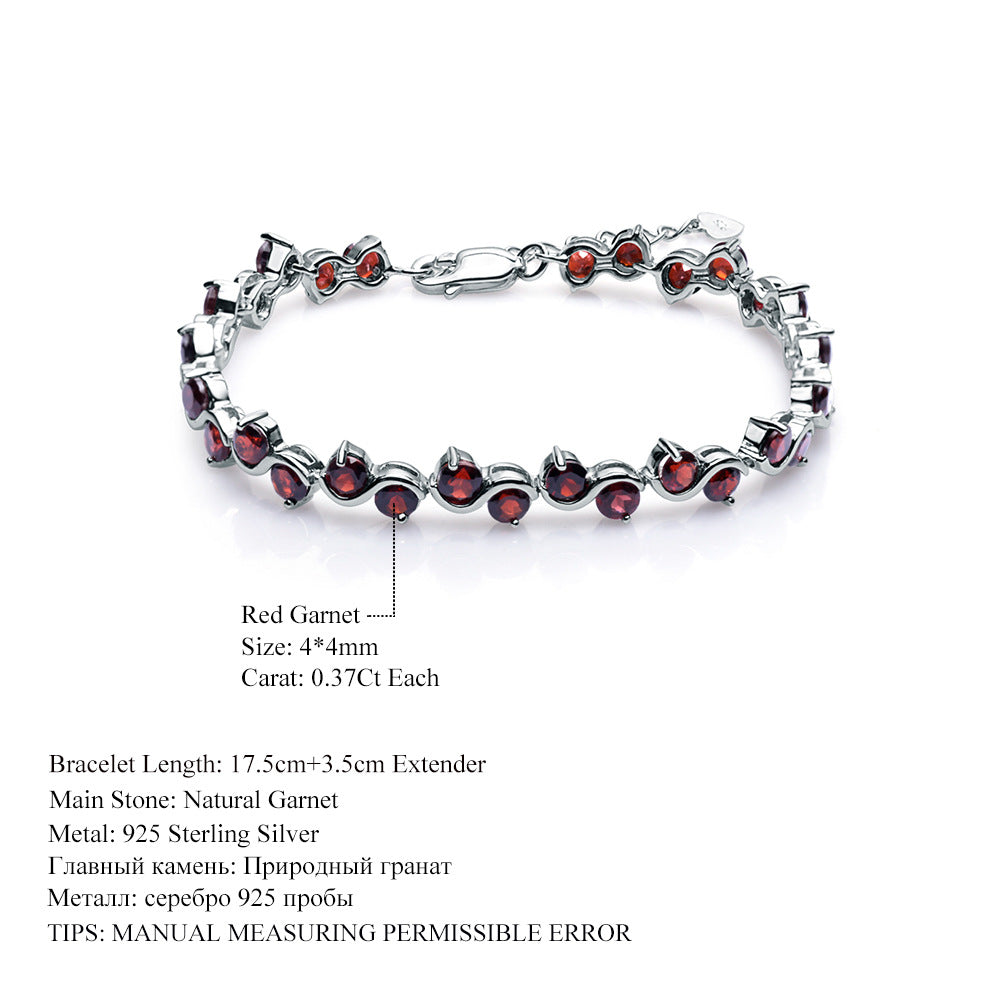 Luxury Jewelry Accessories Natural Gemstone Bracelet Unique Design Sense s925Silver Inlaid Gemstone Bracelet