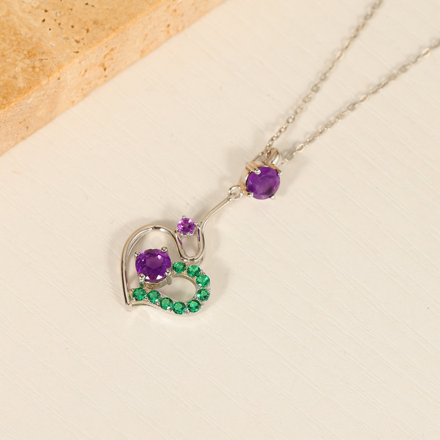 Original Design Natural Topaz Necklace Niche Design Pendant s925Sterling Silver Amethyst Necklace for Women