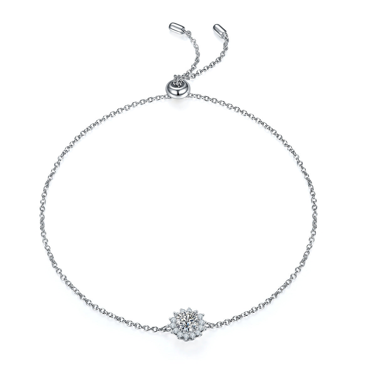 Light Luxury925Silver Necklace Earrings Bracelet Three-Piece Set Sunflower Design Inlaid Moissanite Pendant Jewelry Set