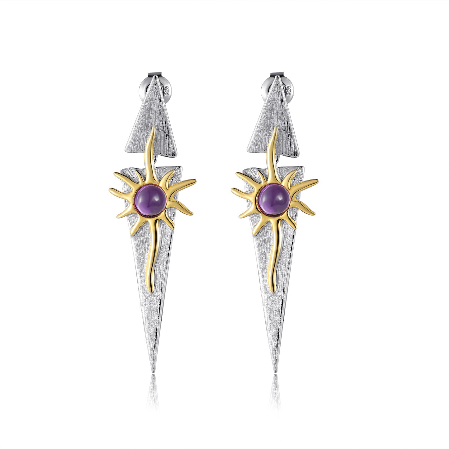 925Silver High-End Niche Design Earrings Sun Goddess Earrings Natural Red Agate Amethyst Topaz Drop Earrings