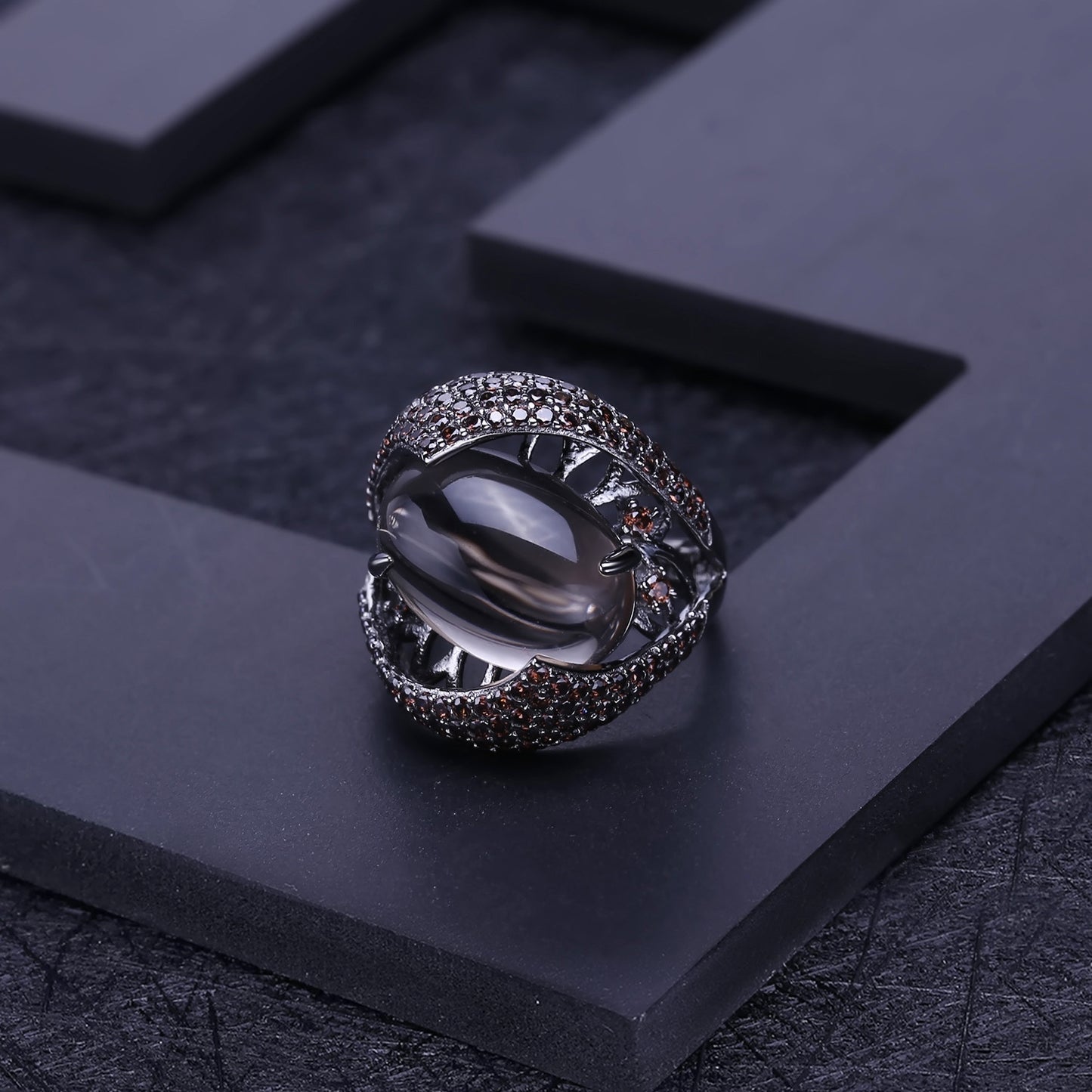 Designer Natural Citrine Ring High-End Vintage Luxury s925Sterling Silver Inlaid Natural Gemstone Ring