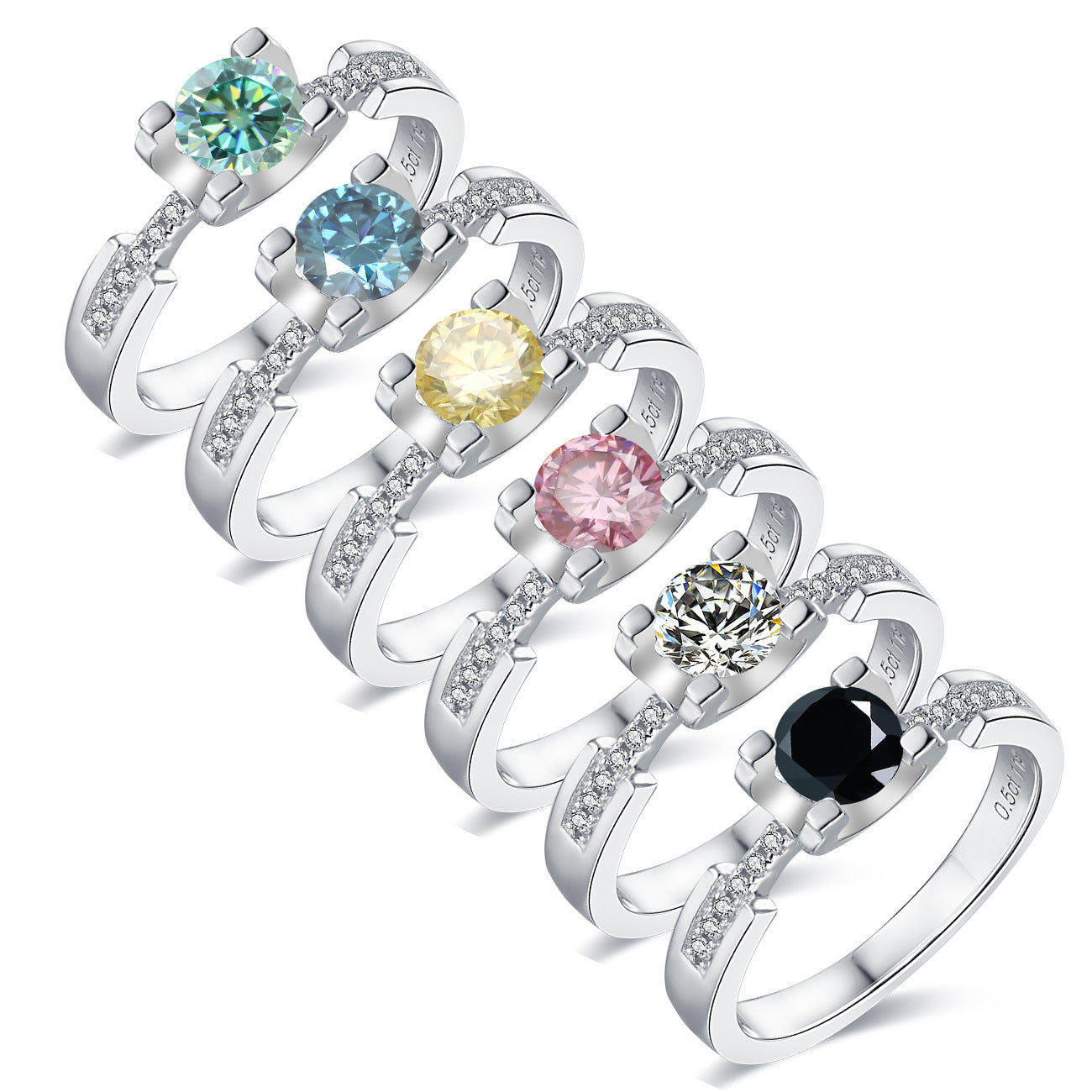 Affordable luxury fashion s925Sterling Silver Inlaid Moissanite Ring Bull Head White Gold Yellow Gold Ring0.5Carat Wedding Ring