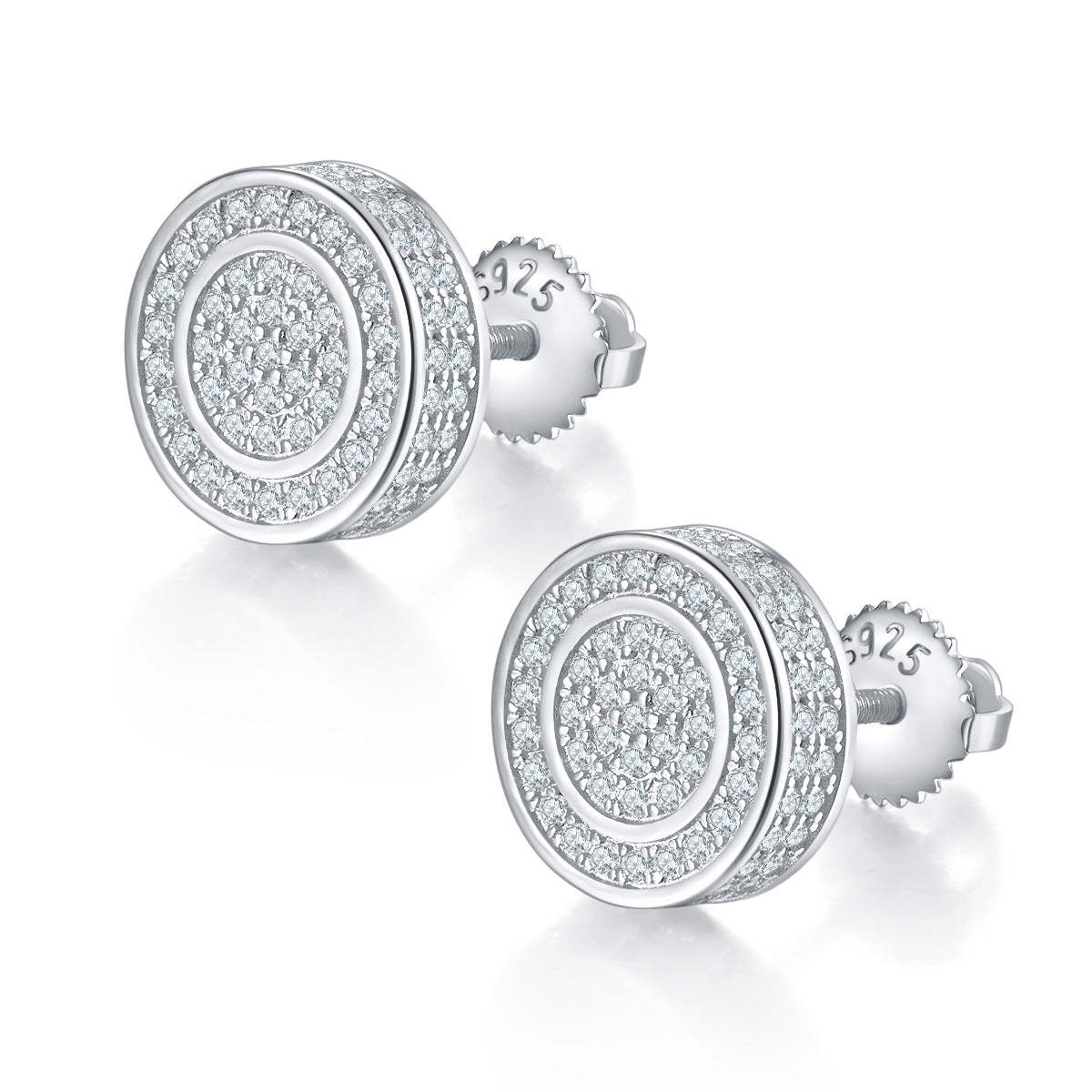 Hip-hop Full Diamond Earrings s925Silver plating18k Gold Moissanite Button Stud Men's Fashion Trendy Earrings