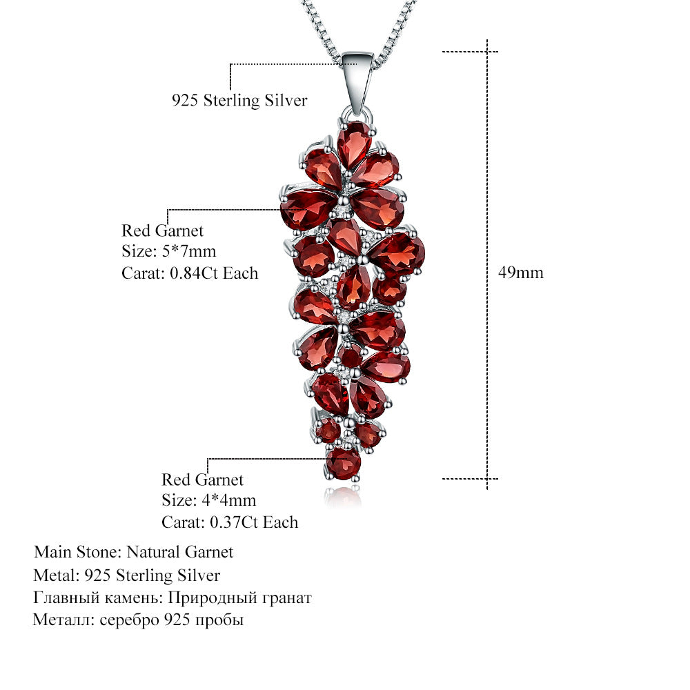 Design Sense Natural Gemstone Pure Silver Pendant Personality Grape Cluster Shape Garnet925Silver Crystal Necklace Pendant