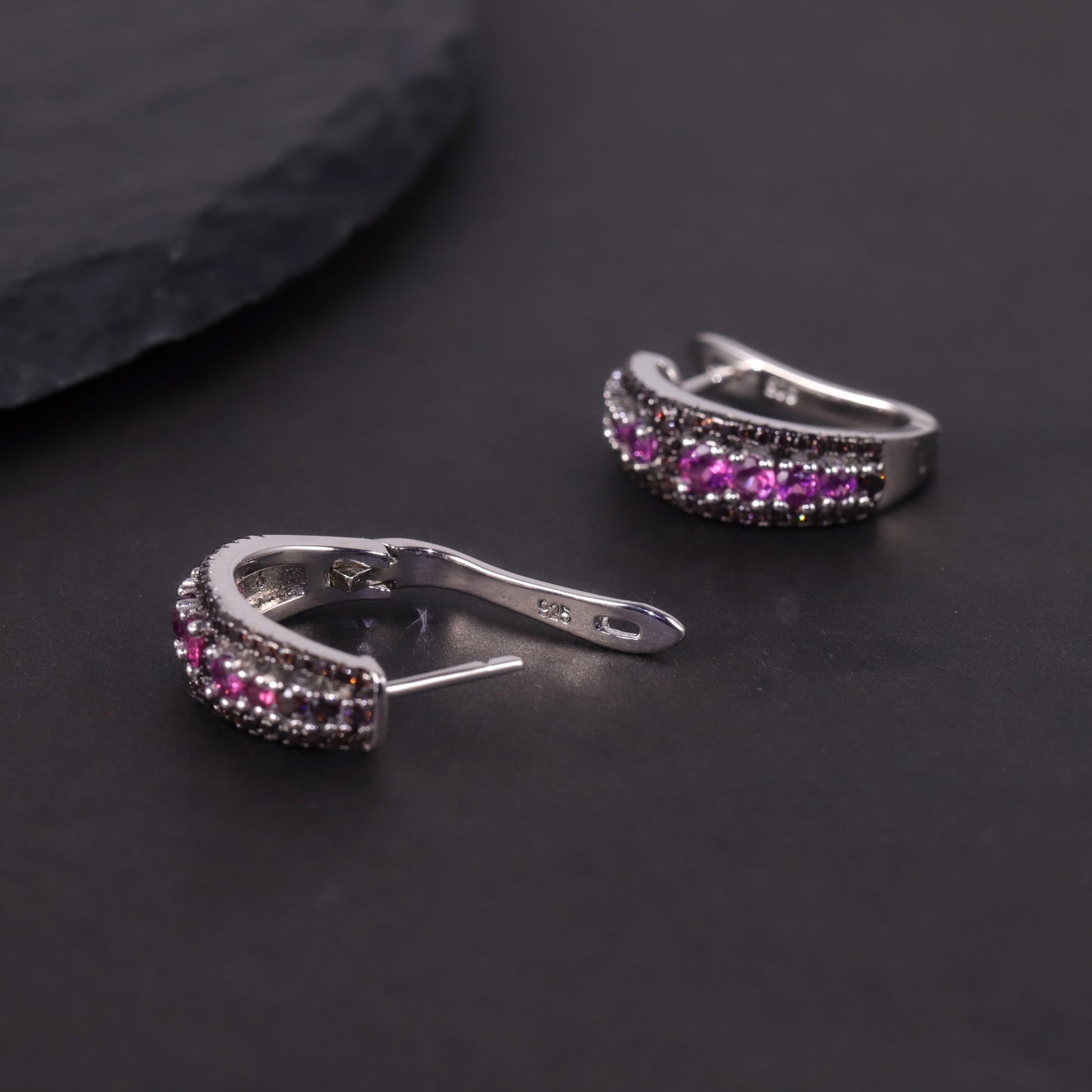 Foreign Trade Colorful Gemstone Earrings s925Sterling Silver Inlaid Crystal Topaz Earrings New Style for Women