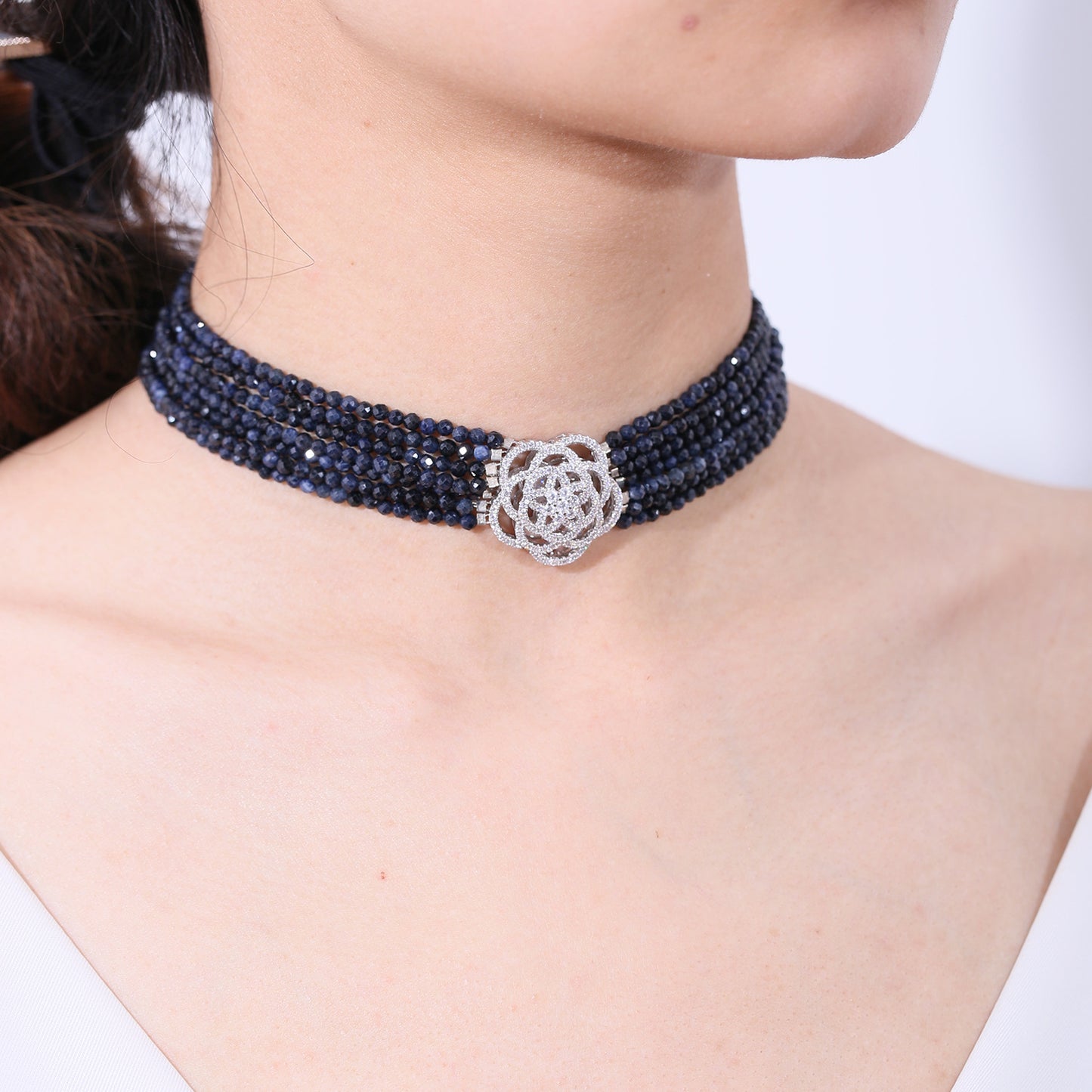 Unique Style choker Natural Ruby Lapis Lazuli Green Agate Sapphire s925Sterling Silver Beaded Necklace
