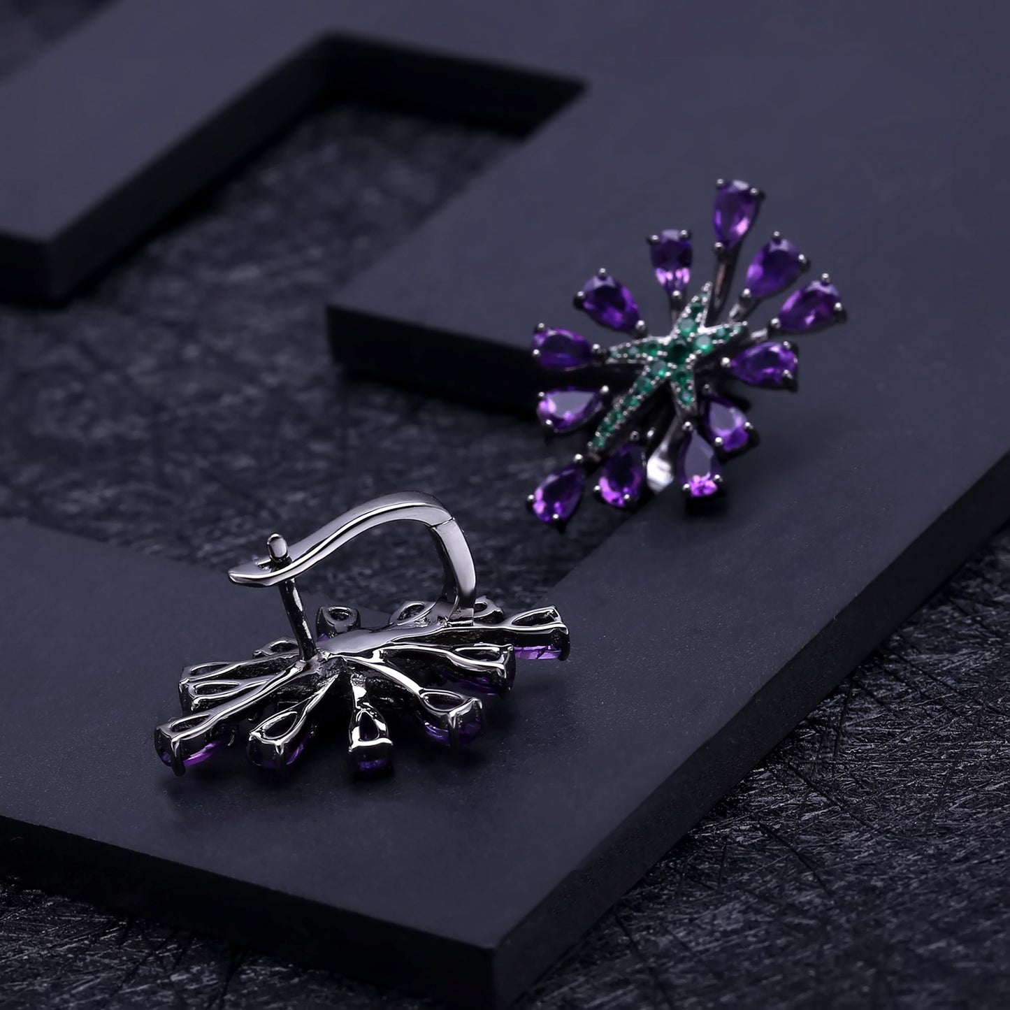 Designer Natural Amethyst Earrings Starry Sky Brilliance High-end Banquet Jewelry925Silver Earrings and Ear Studs