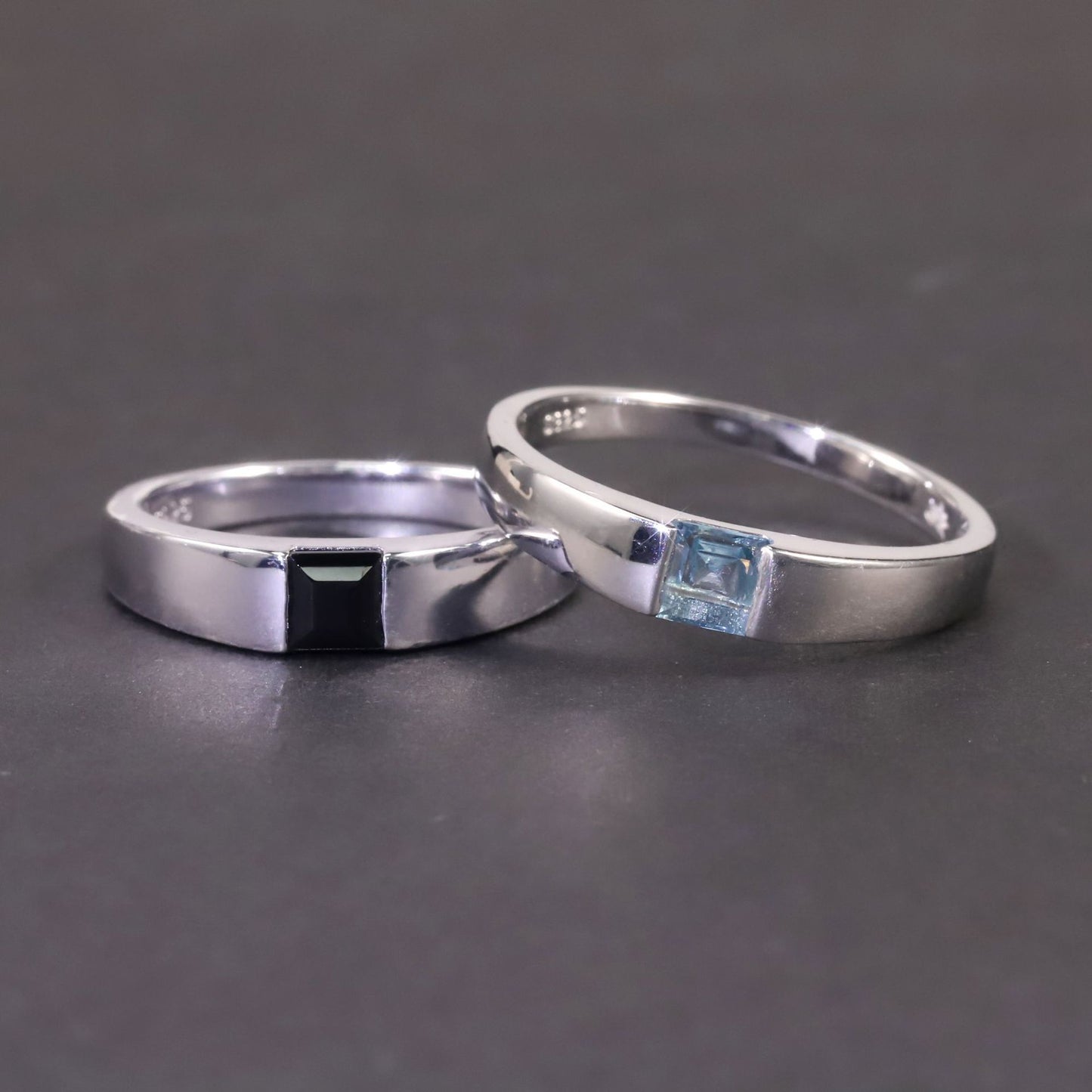 Commuting Simple Style Unisex Rings925Wholesale Pure Silver Natural Topaz Black Spinel Gemstone Ring