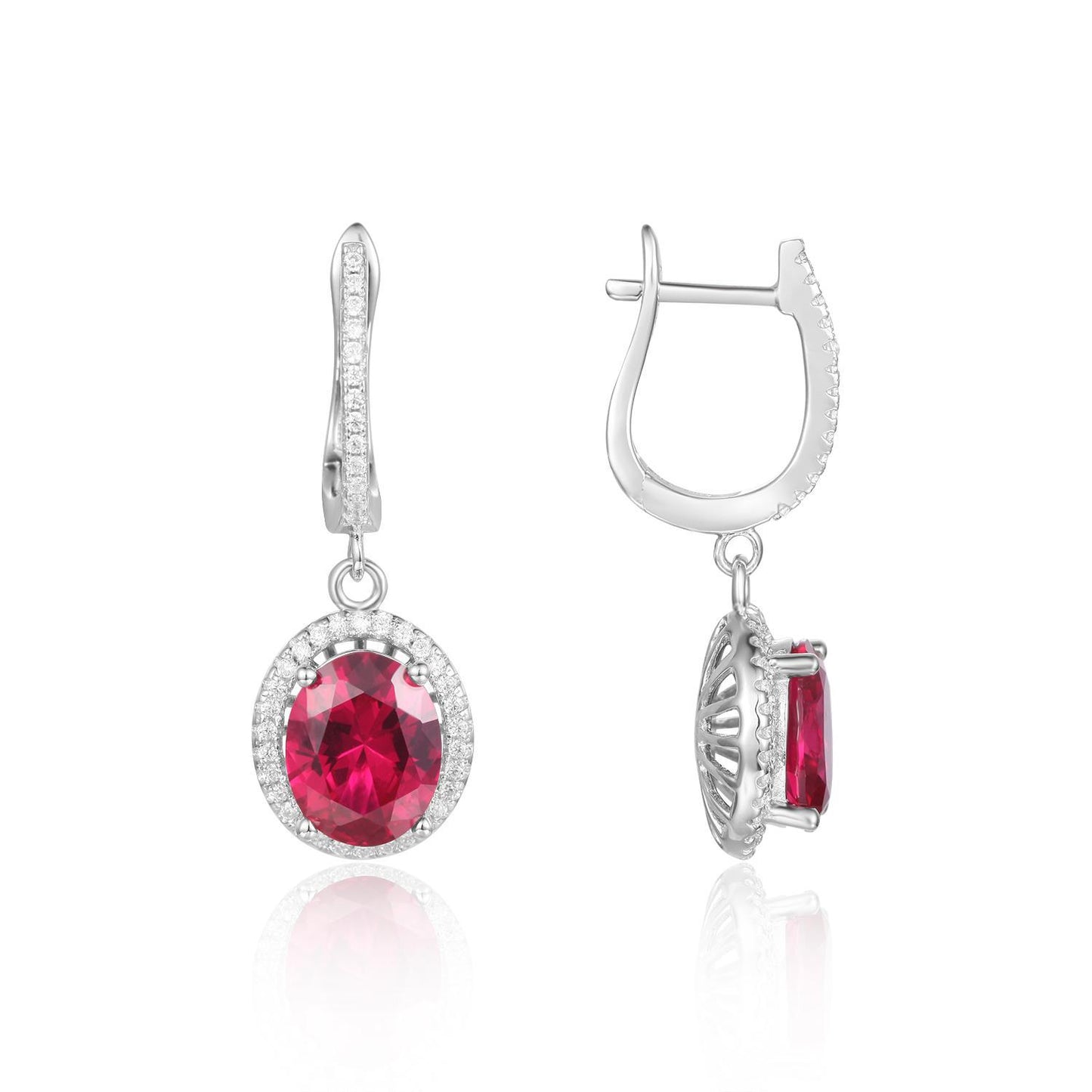 Fashionable Simple Gemstone Earrings Drop Earrings Light Luxury Personality s925Silver Inlaid Colorful Crystal Earrings Studs