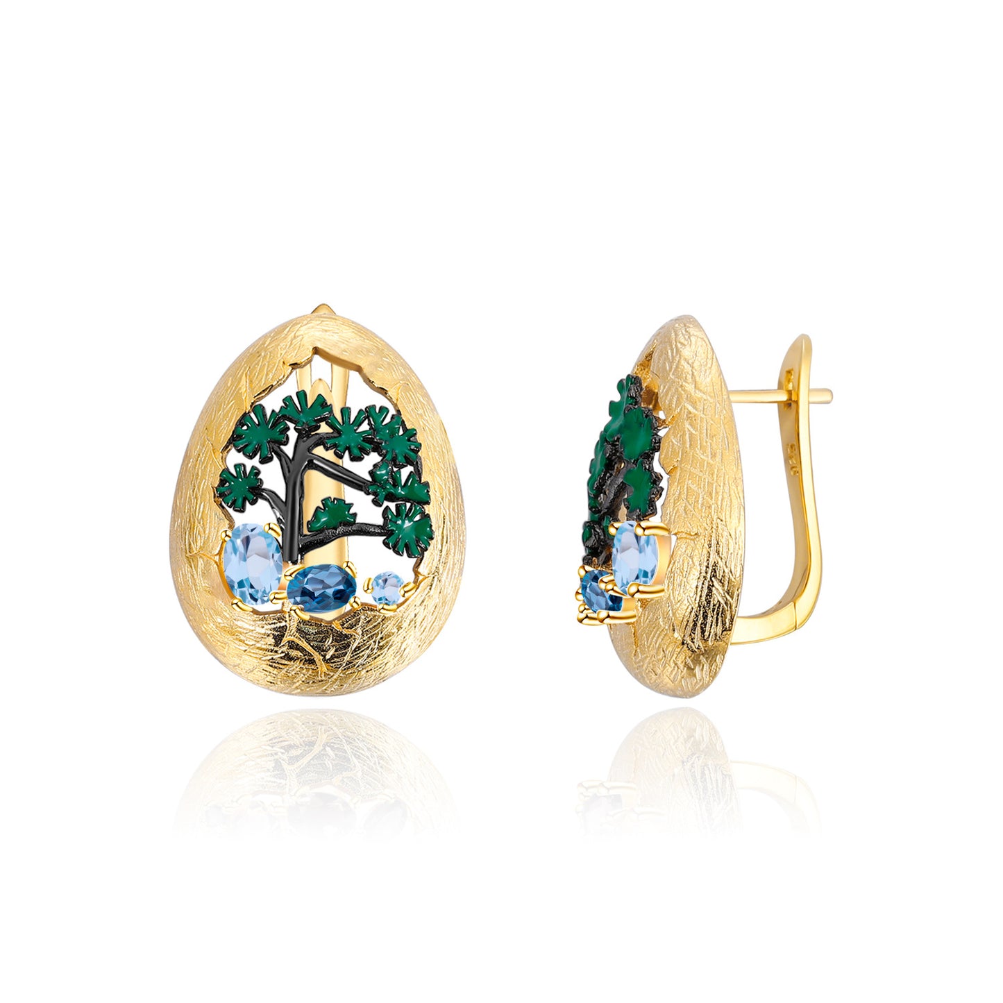 Natural Style Designer Gemstone Earrings Vintage High-end Feel s925Silver Natural Gemstone Earrings