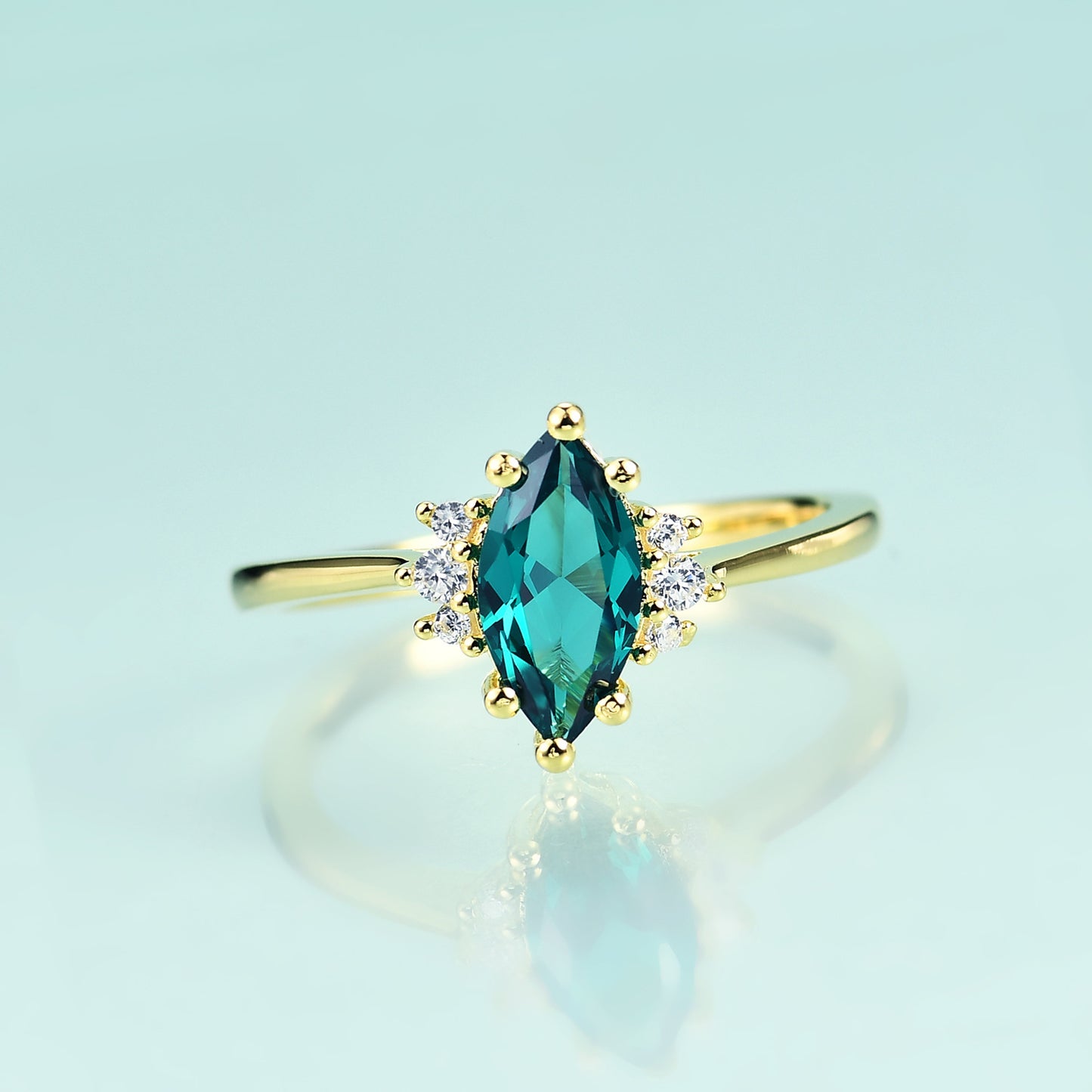 S925Sterling Silver Inlaid Emerald Nano Ring Fashionable Elegant Simple Luxury Gemstone Plated14K Gold ring
