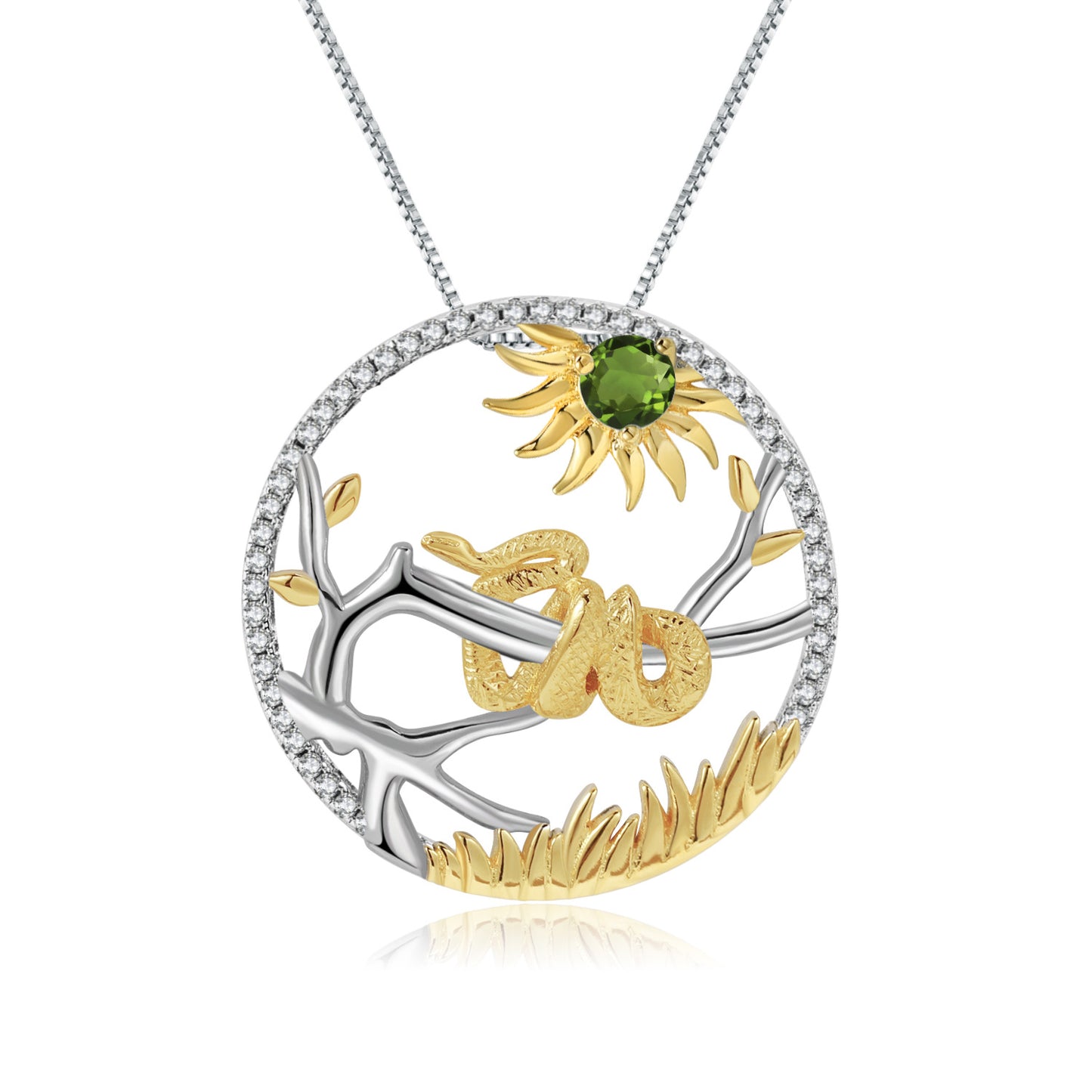 Designer Chinese Style Element Pendant Zodiac Series Snake 925Silver Natural Gemstone Necklace Pendant