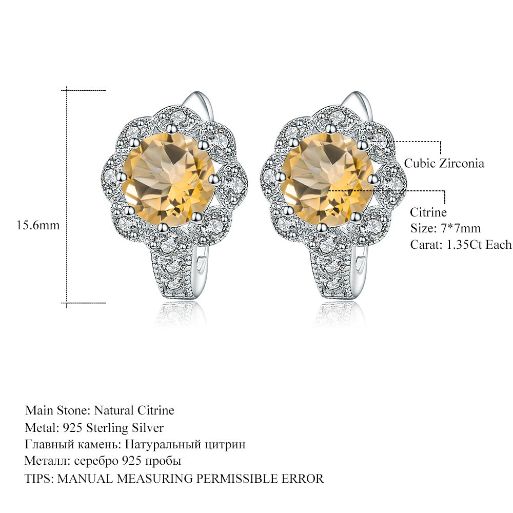 Natural Amethyst Earrings Jewelry Fashionable, Luxurious, and Simple s925Silver Inlaid Natural Gemstone Earrings Earrings