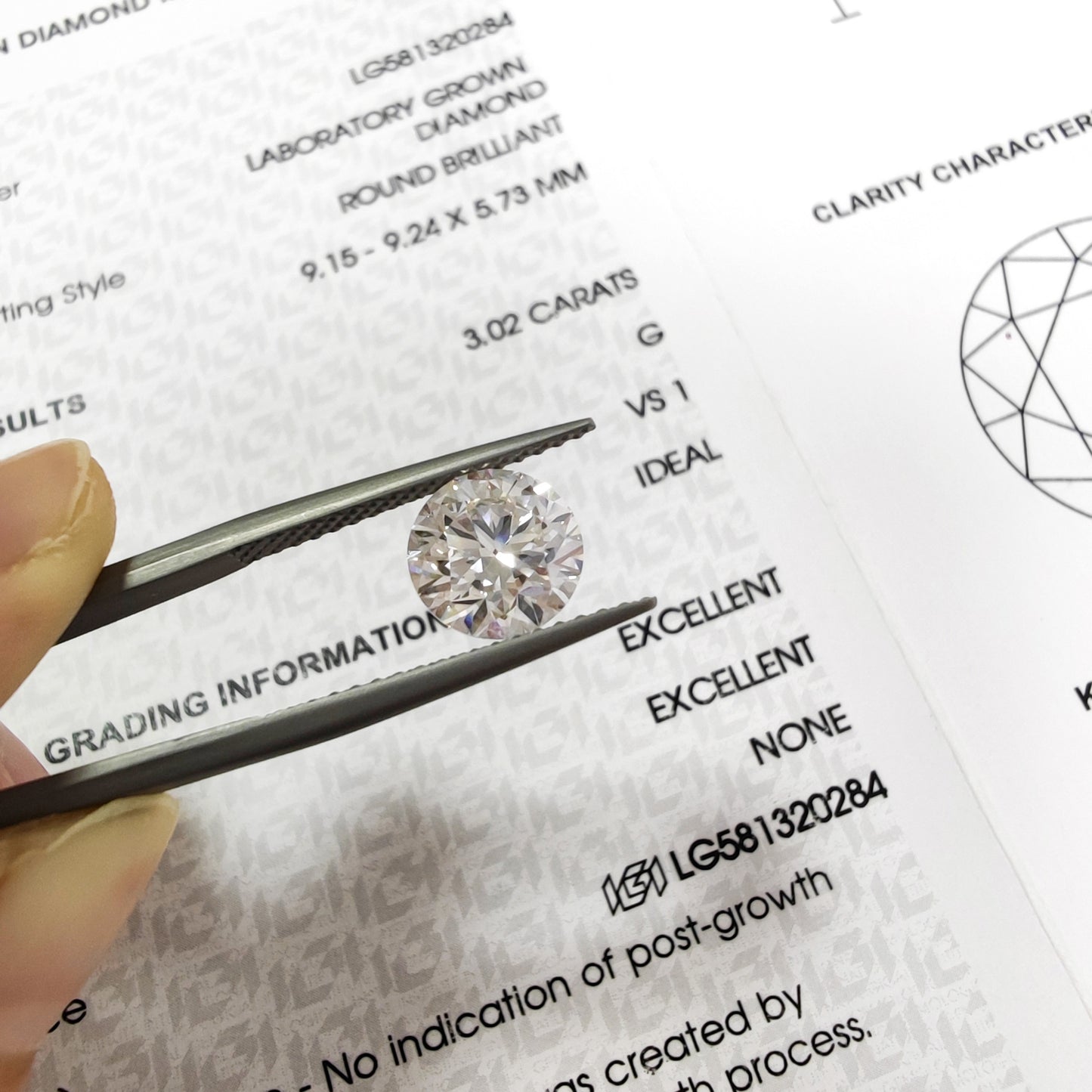 3Carat Cultivated Diamond CVD/HPHT Loose Stone Diamond Ring Wedding Ring Earrings Necklace Ring IGI Lab-grown Diamond Round Shape