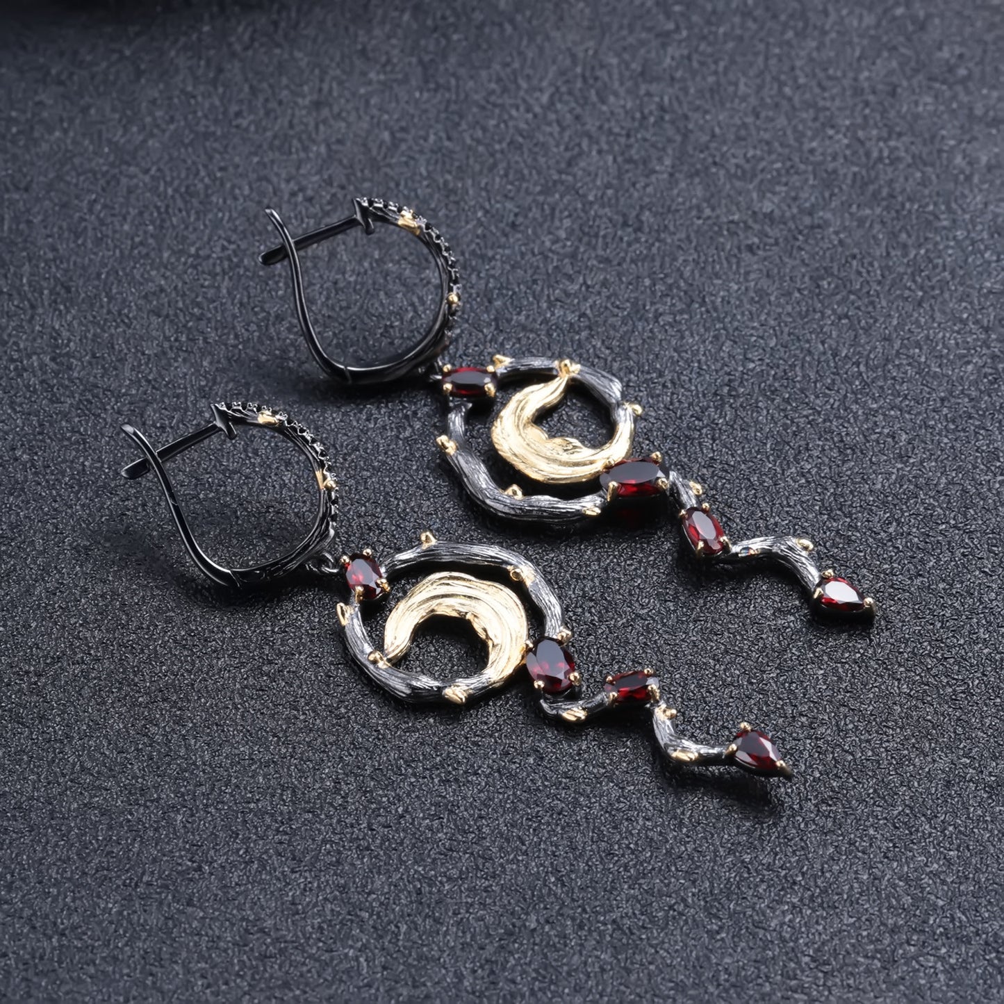 Italian Craft Designer Jewelry Earrings Natural Wind925Silver Natural Gemstone Garnet Earrings Drop Earrings