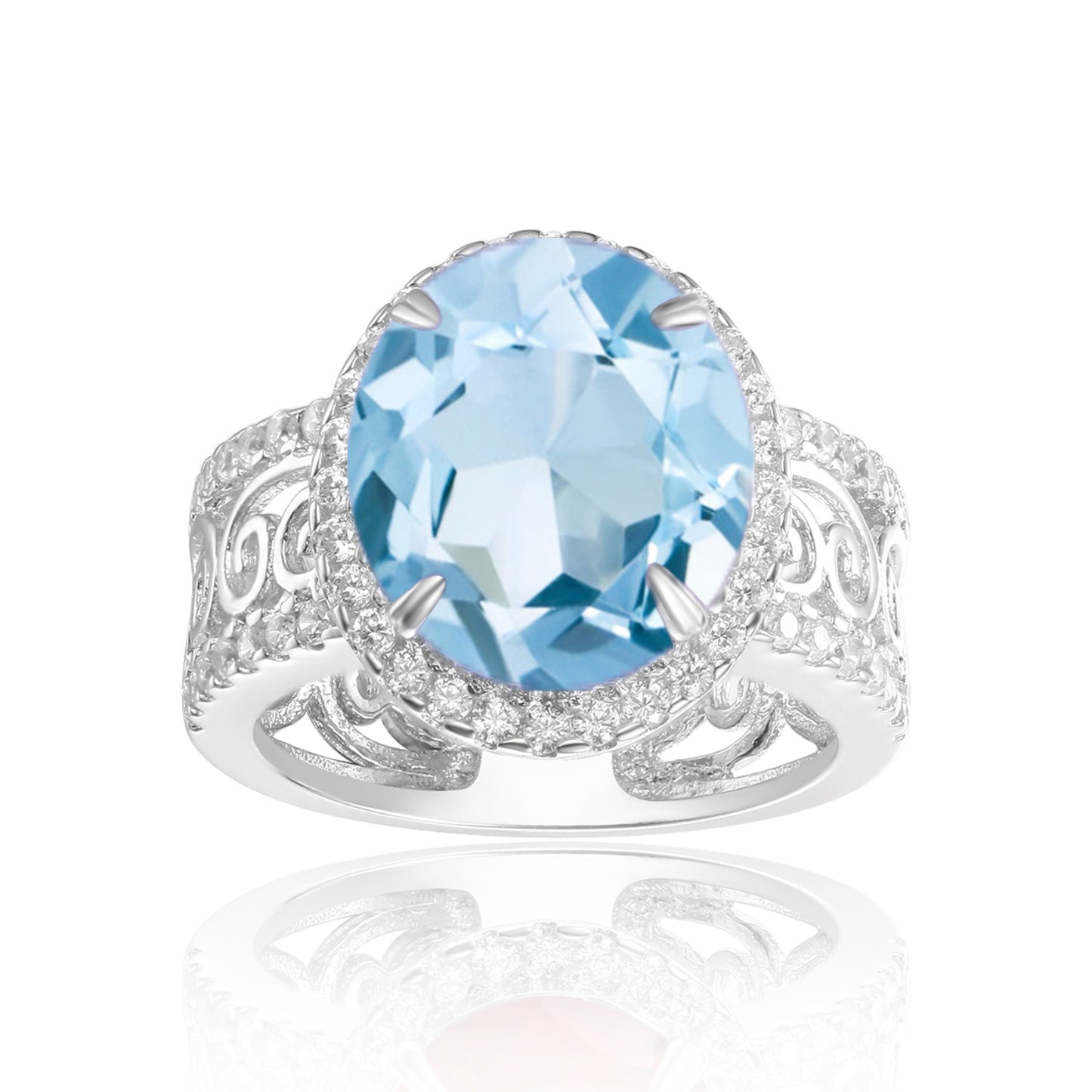 Luxurious Design s925Silver Inlaid Natural Topaz Ring High-end Jewelry Natural Gemstone Ring