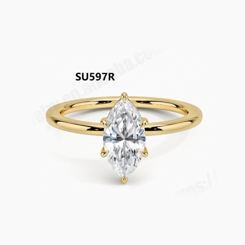 Minimalist Ring s925Sterling Silver Inlaid with Moissanite1Carat Wedding Ring Foreign Trade Plain Band Single Diamond Ring