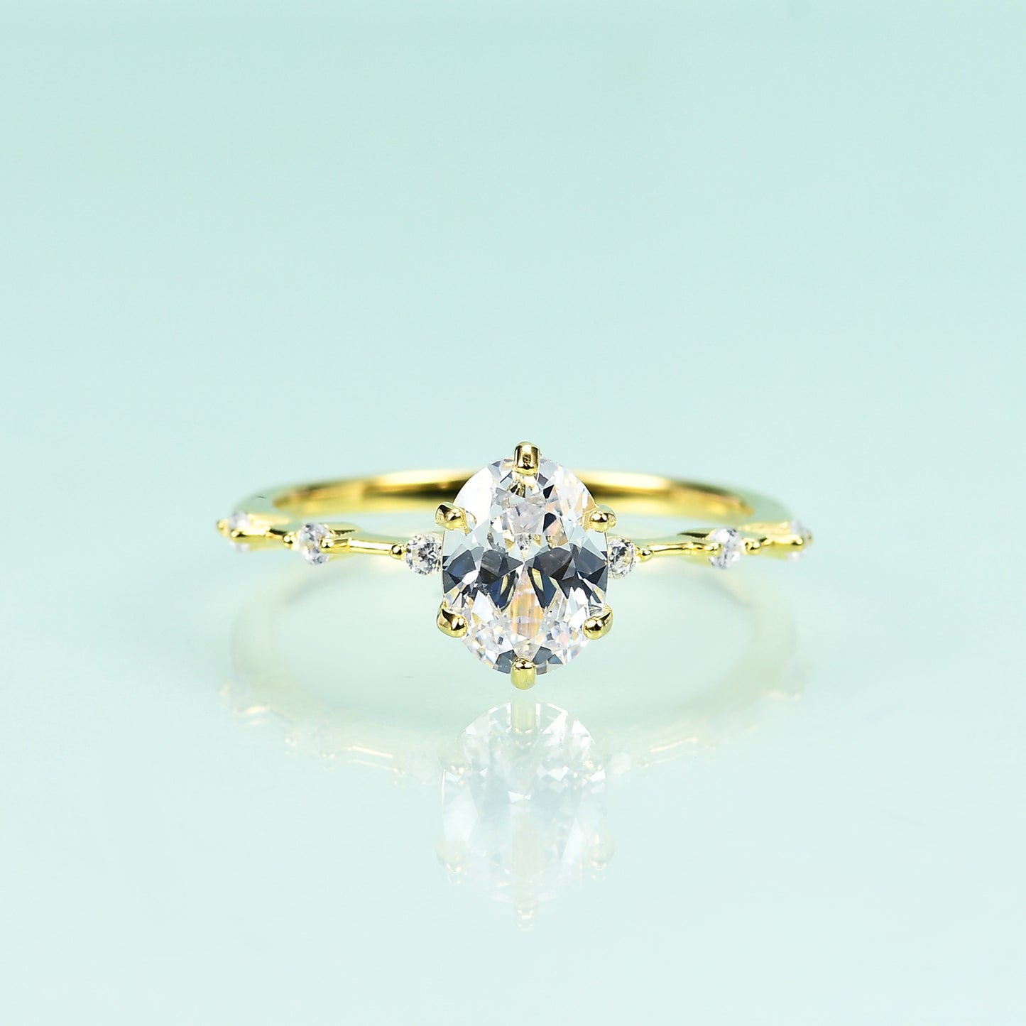 Affordable luxury fashion S925Sterling Silver Inlaid5A Zircon Ring Elegant and Simple Style Gemstone Plated14k Gold ring
