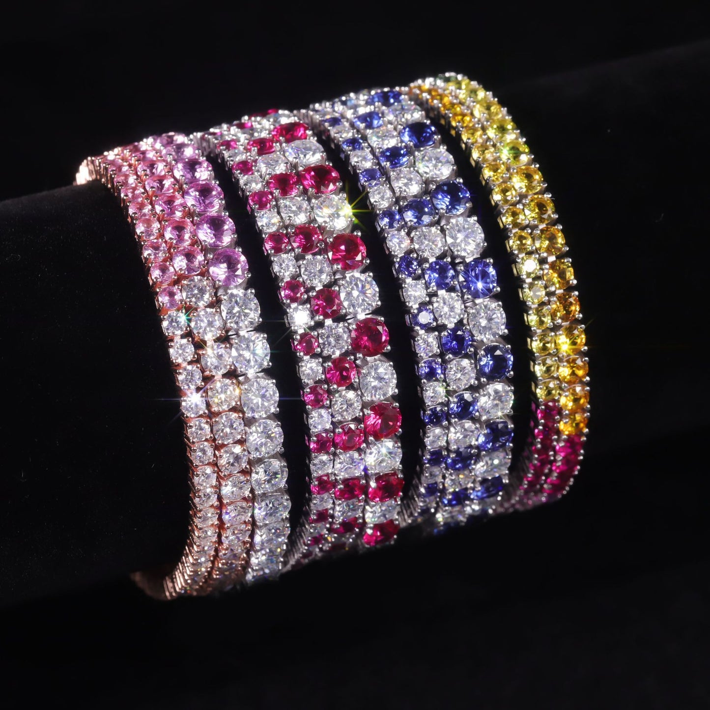 High-Quality Cultivated Gemstone Bracelet for Women3/4mm Tennis Chain s925Sterling Silver Gemstone Bracelet Luxurious